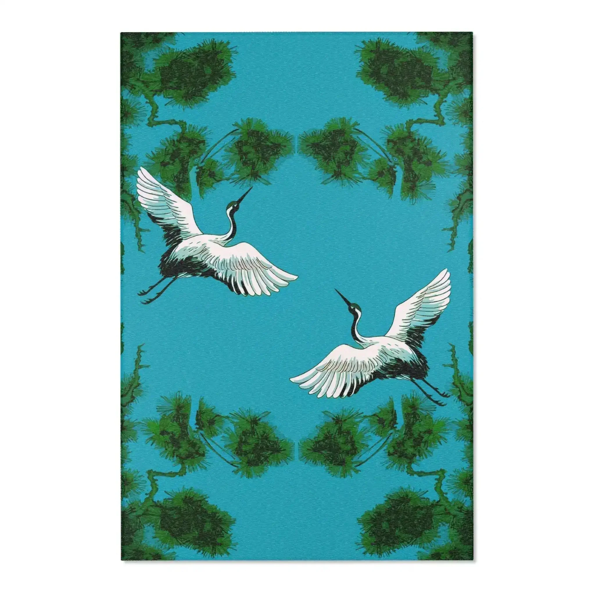 Dancing Cranes in Emerald Pines Accent Rug - Image 3