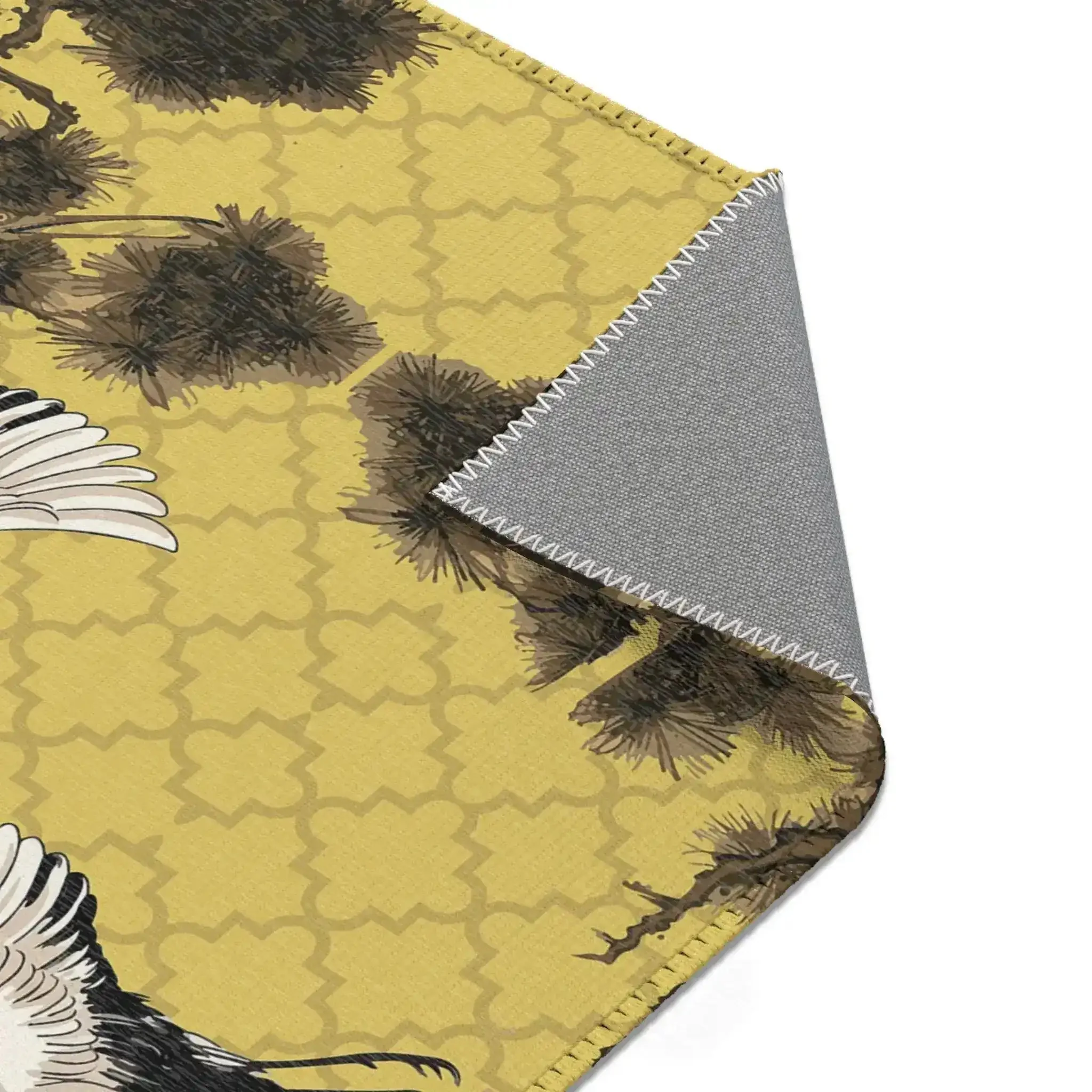 Dancing Cranes on Golden Lattice Accent Rug - Image 6