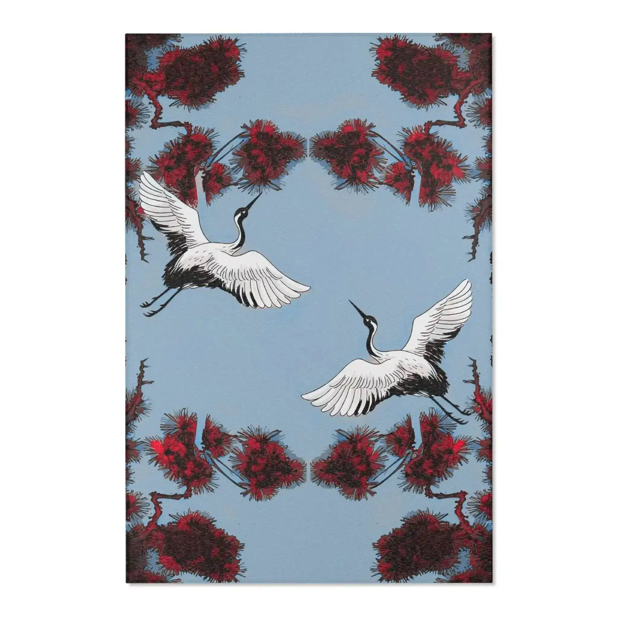Dancing Cranes with Crimson Pines Accent Rug - Image 3