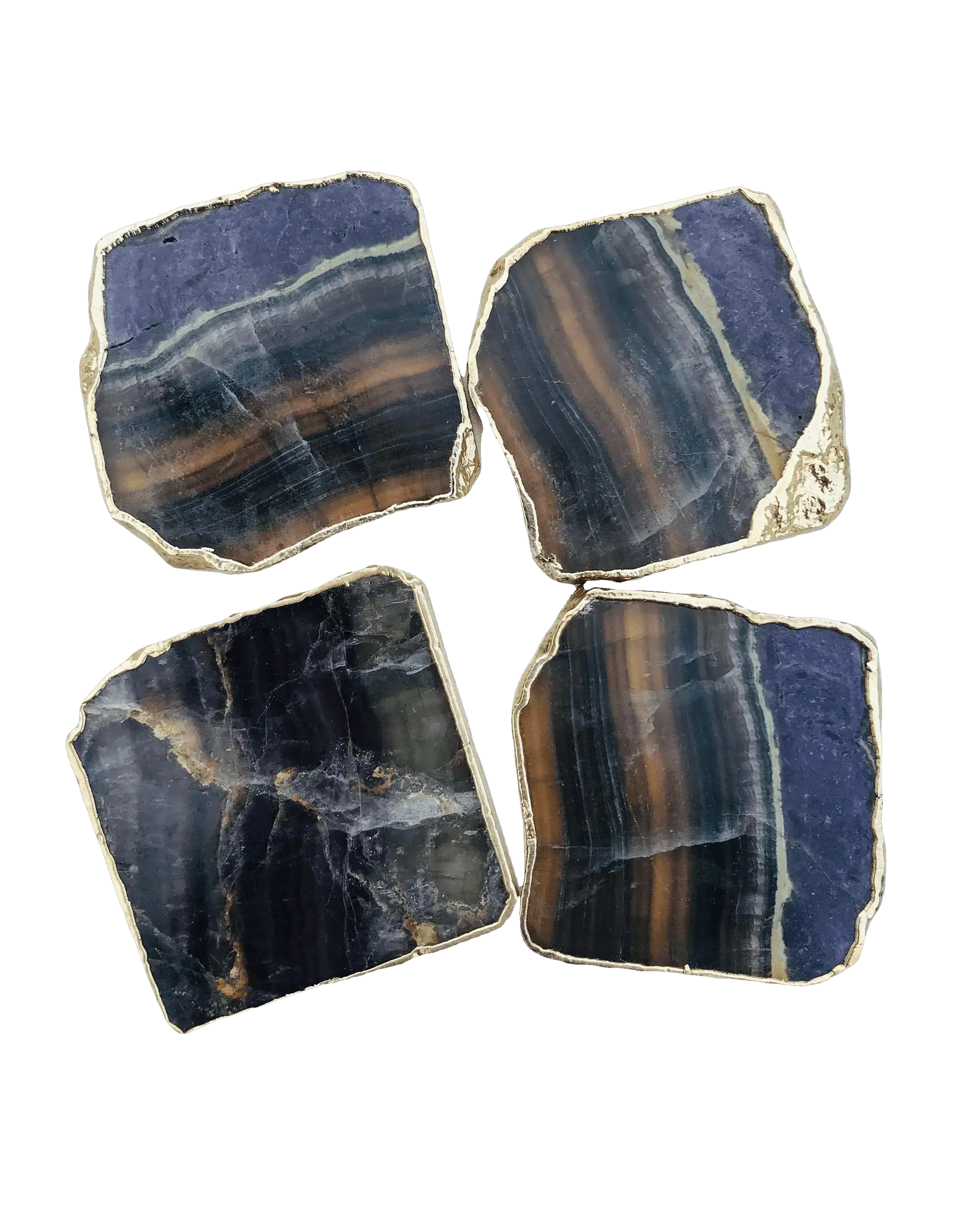 Dark Fluorite Agate Coasters - Set of 4