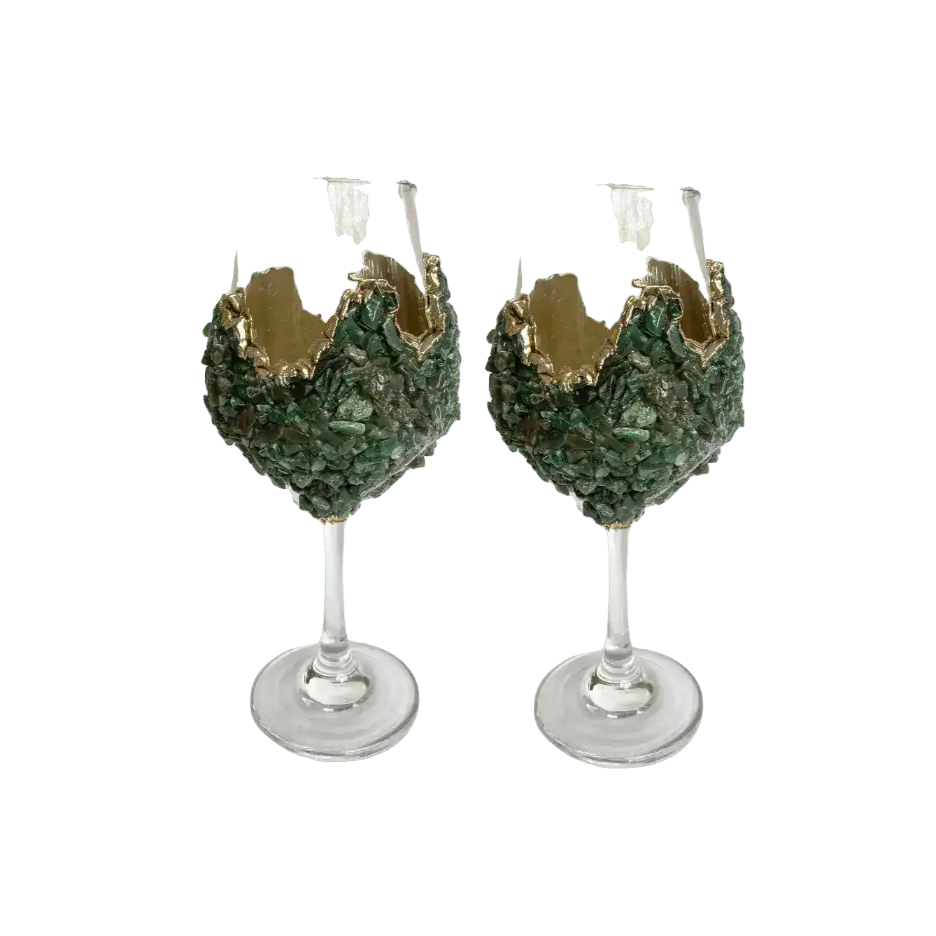Dark Green Quartz Wine Glass - Set of 2