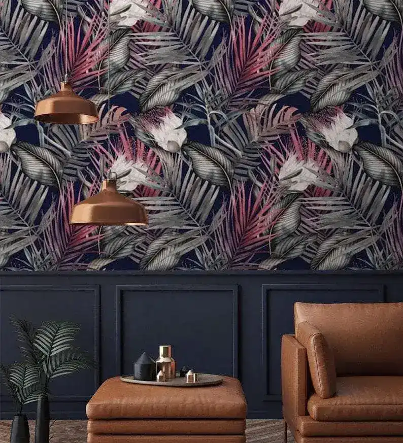 Dark Pink Feather Leaves Wallpaper - Image 9