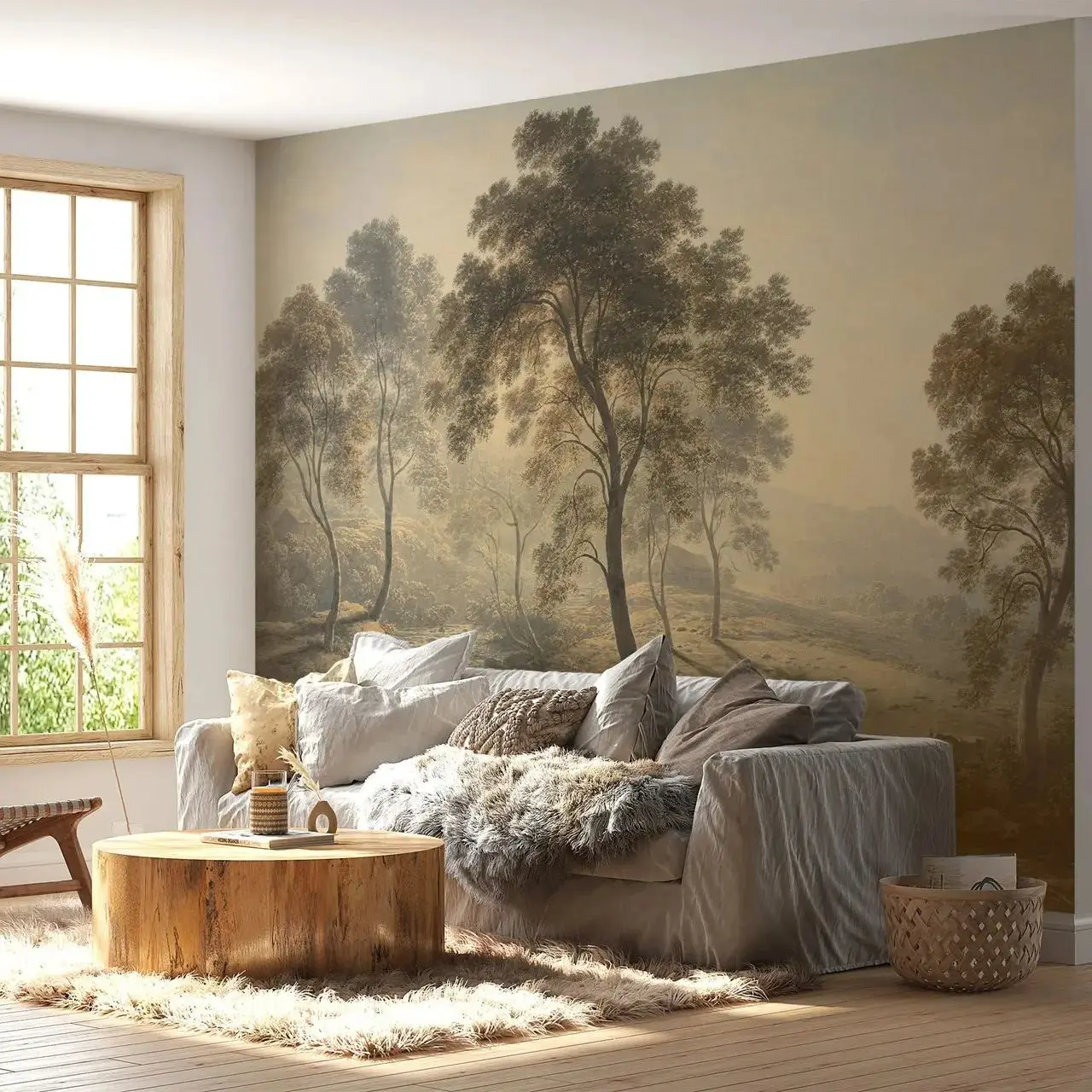 Dark Trees Abstract Landscape Mural - Image 2