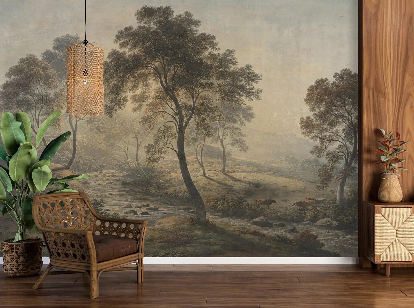 Dark Trees Abstract Landscape Mural - Image 4