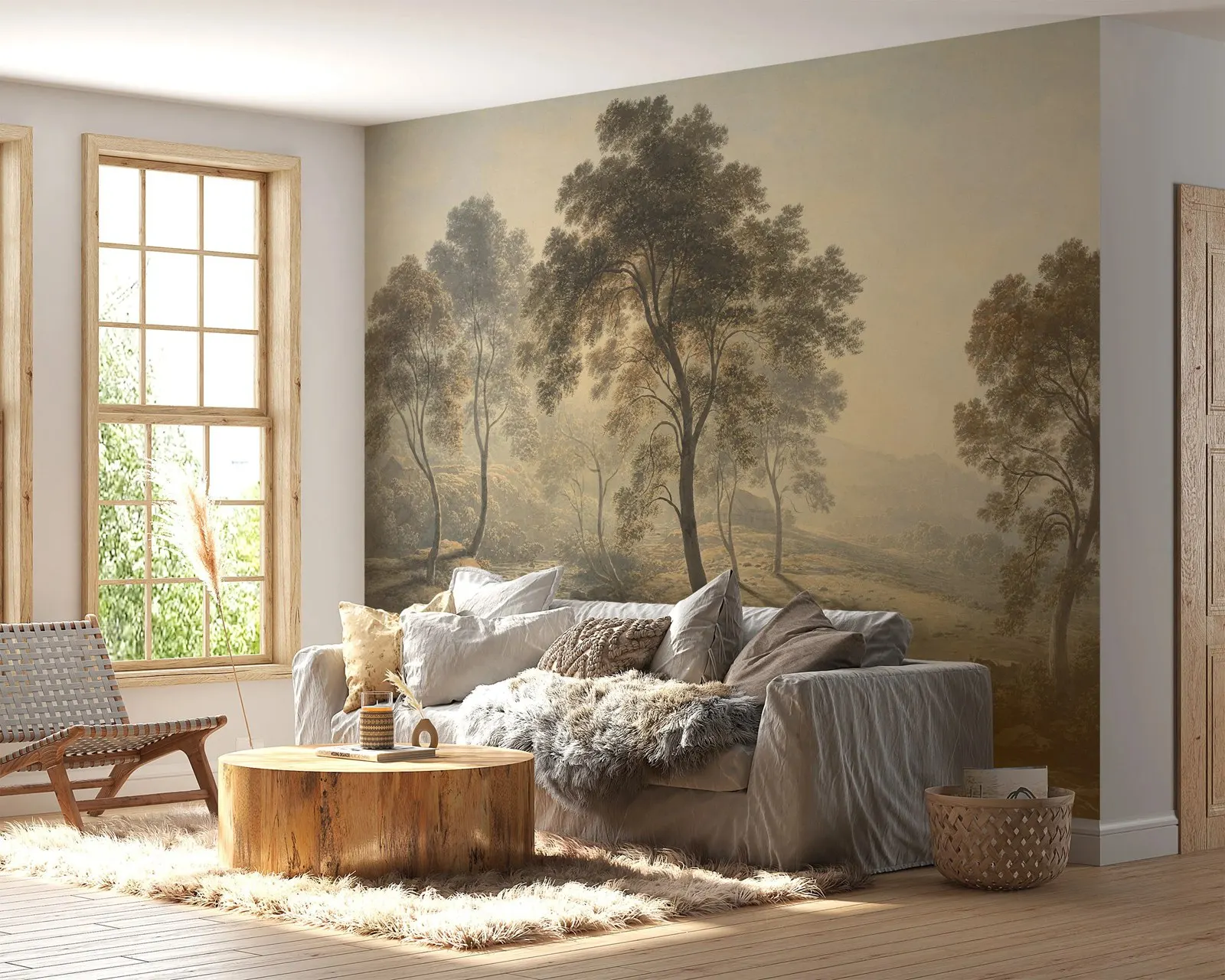 Dark Trees Abstract Landscape Mural - Image 5