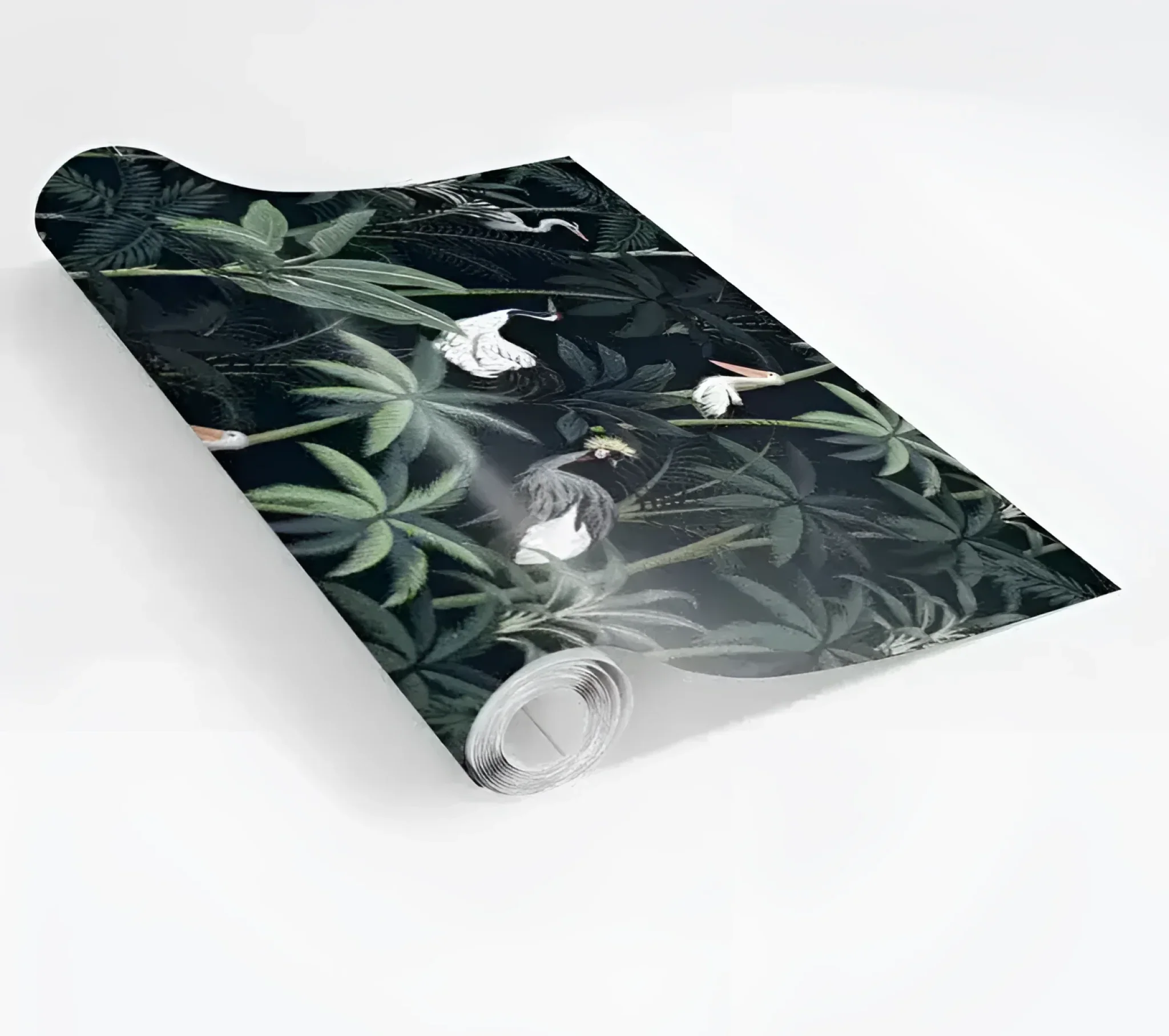 Dark Tropical Palm and Coconut Tree with Cranes Wallpaper - Image 6