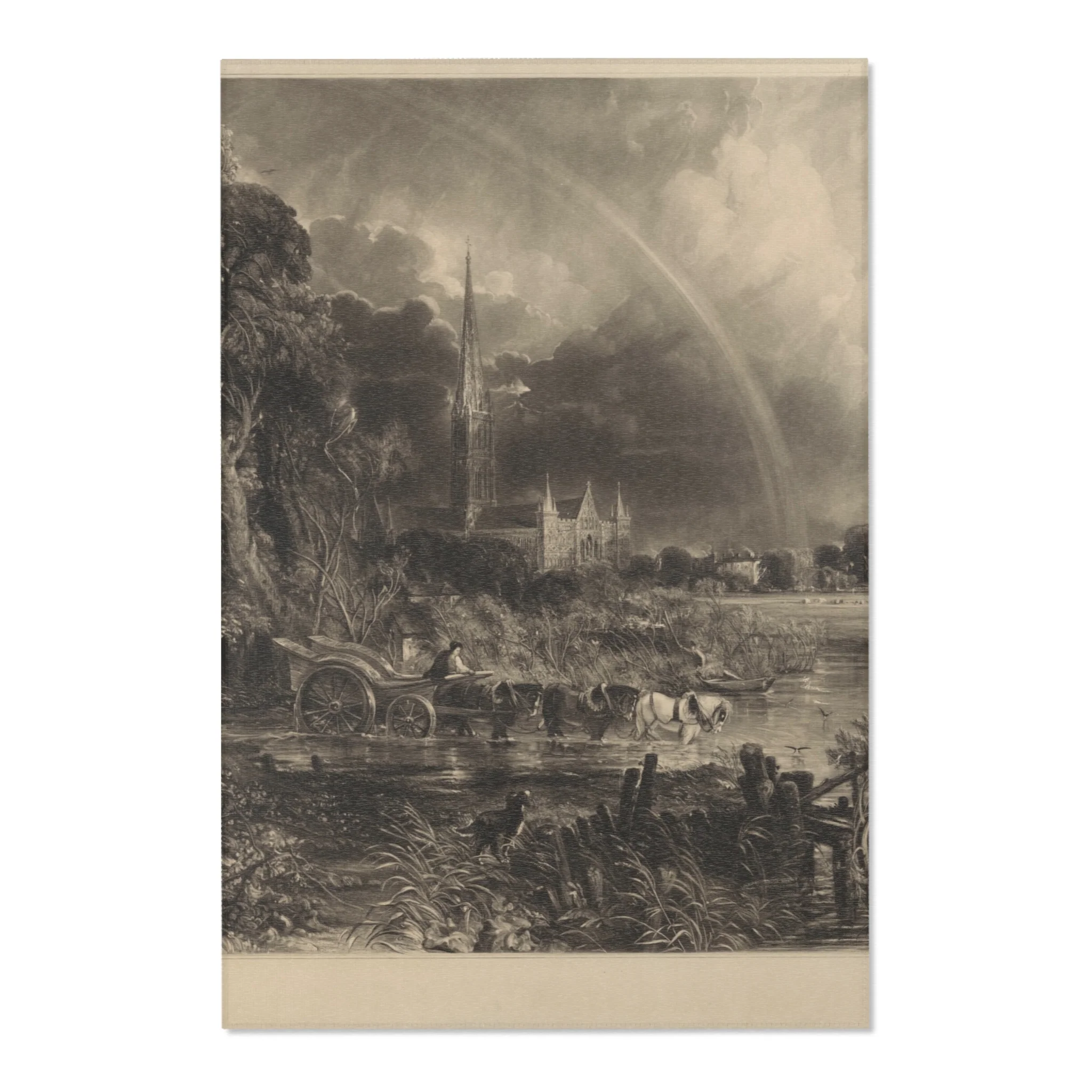 David Lucas - Salisbury Cathedral from the Meadows the Rainbow | Area Rug - Image 3