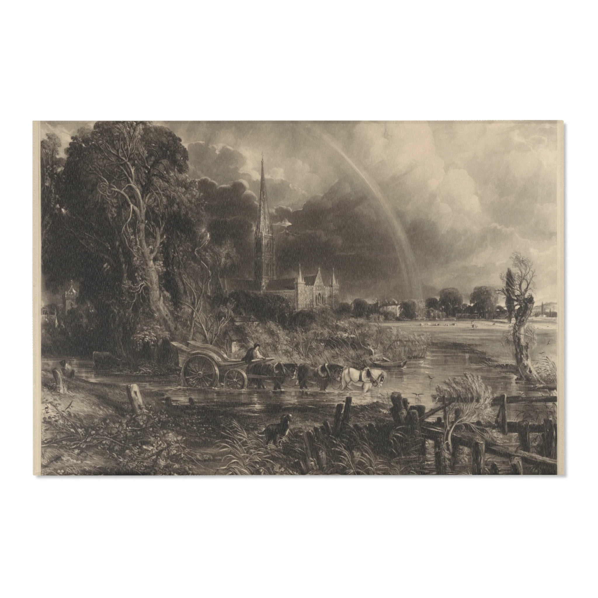 David Lucas - Salisbury Cathedral from the Meadows the Rainbow | Area Rug - Image 6