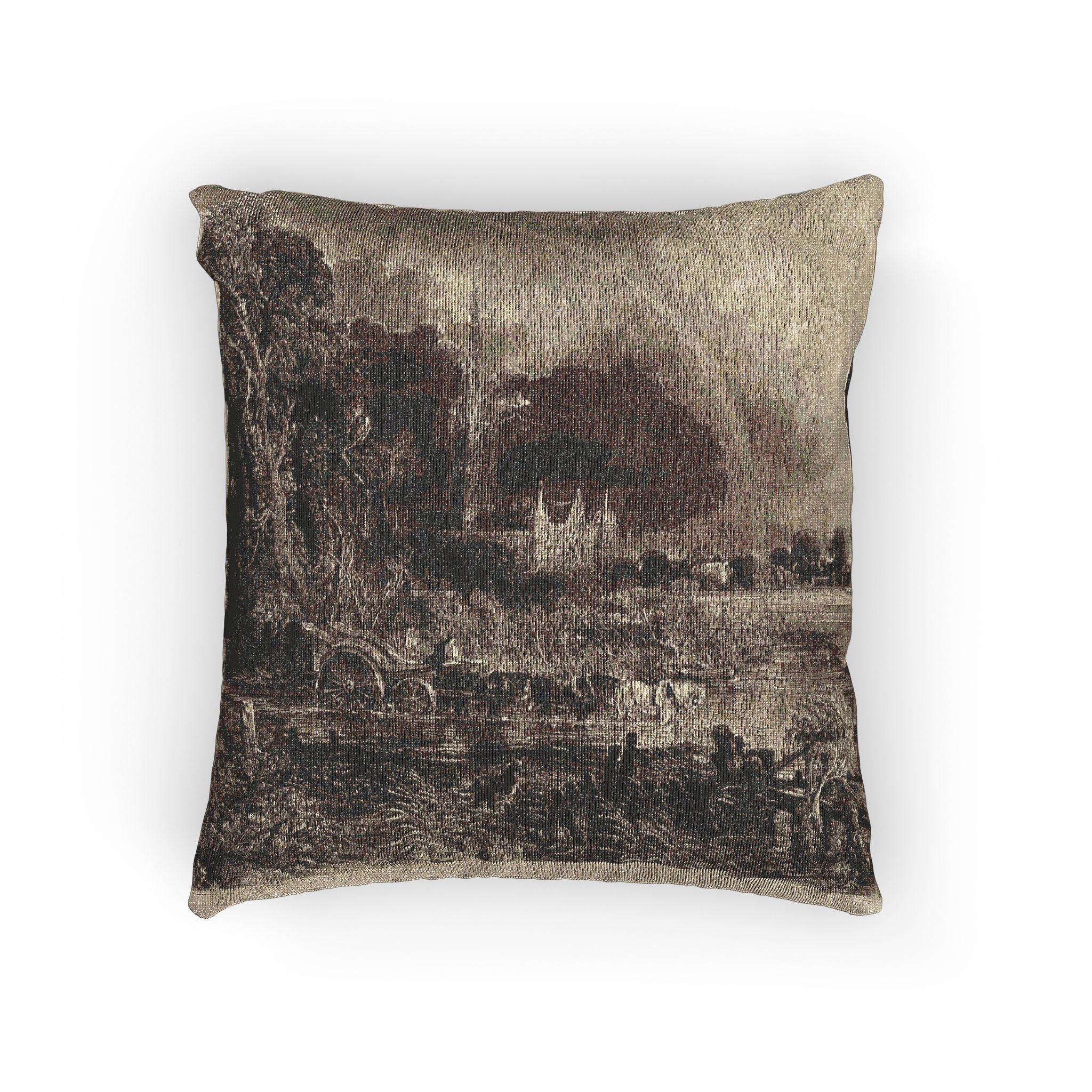 David Lucas - Salisbury Cathedral from the Meadows the Rainbow | Woven Pillow