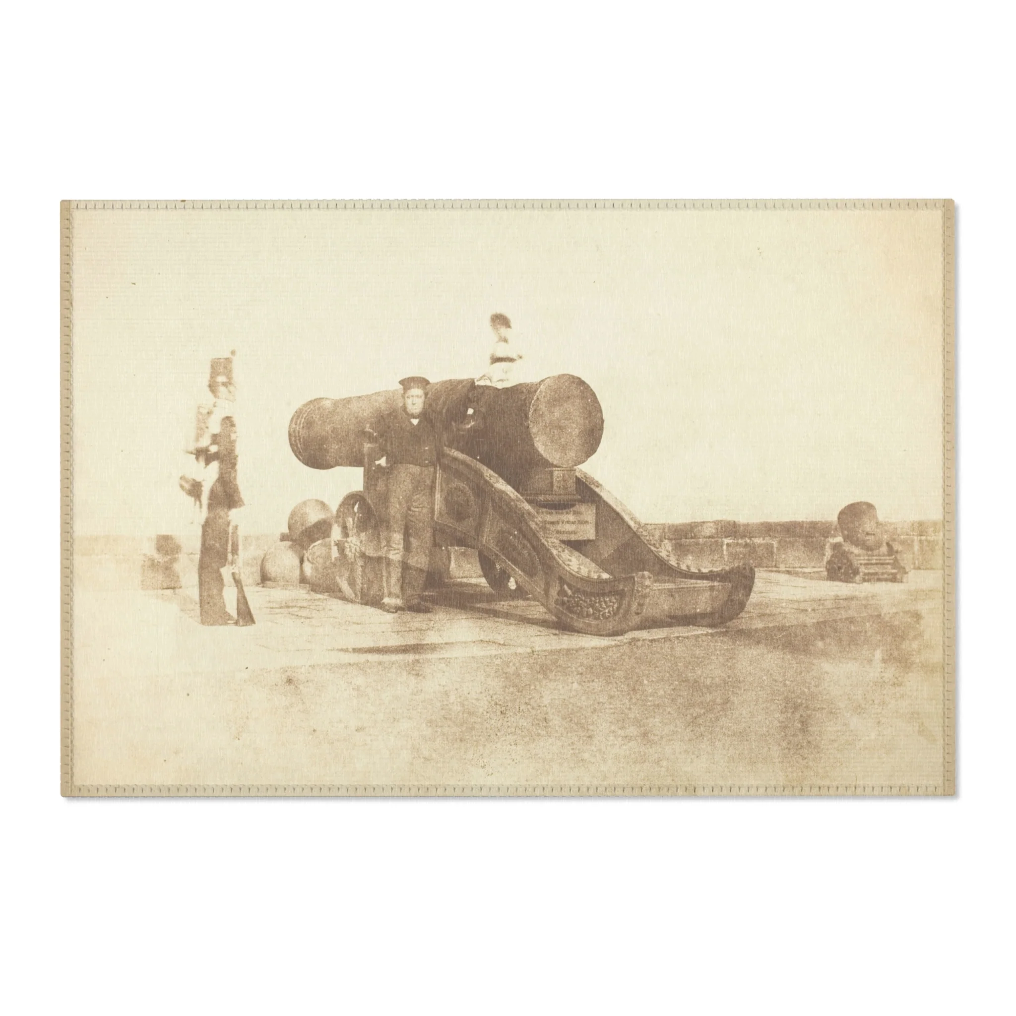 David Octavius Hill - The cannon 'Mons Meg' at Edinburgh Castle, and a private in the 2nd battalion of Royal Scots who g | Area Rug - Image 4
