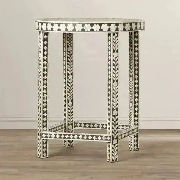 Desi Black and White Bone Inlay End Table - Image 3