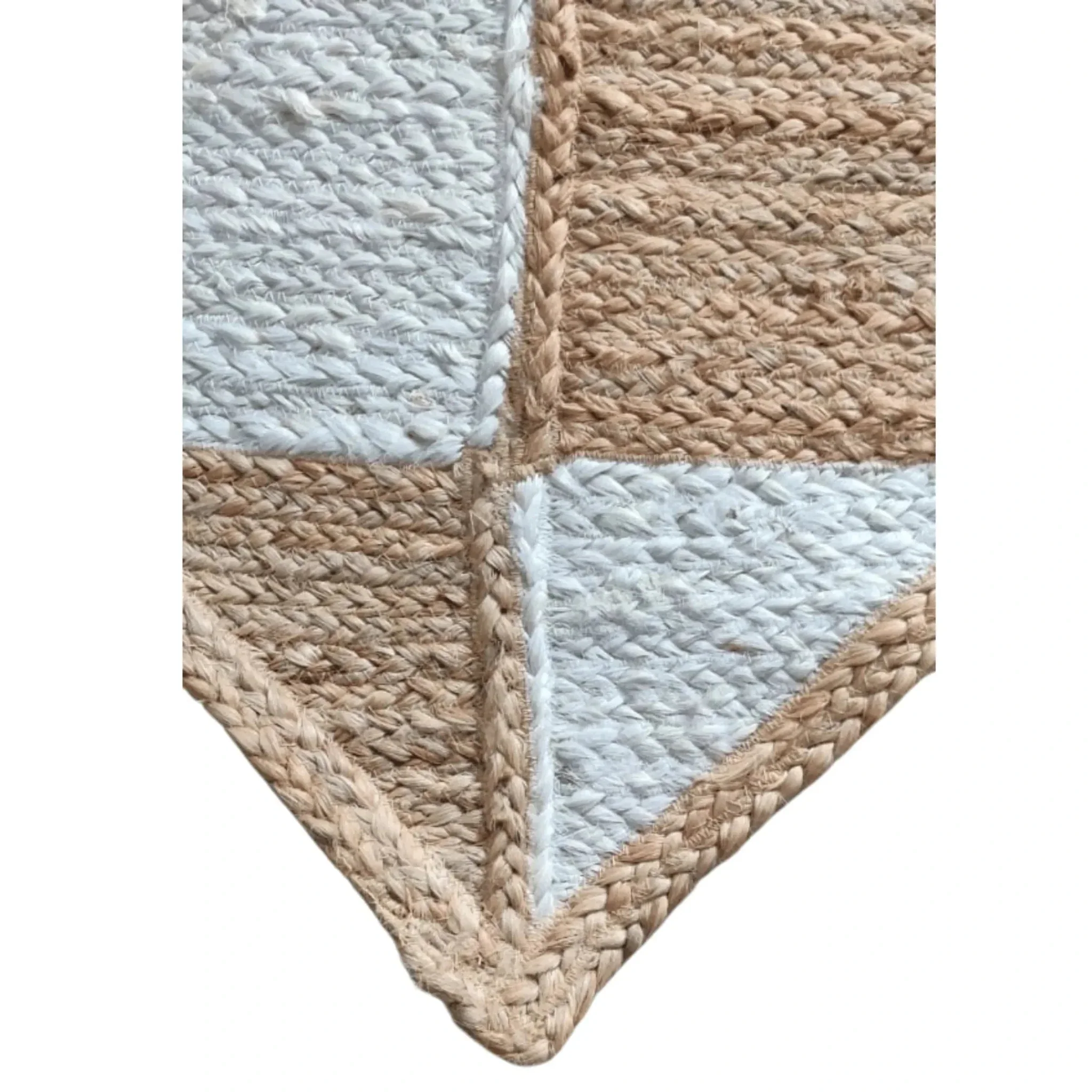 Diamond Checker Jute Rug - Natural and White - Image 9