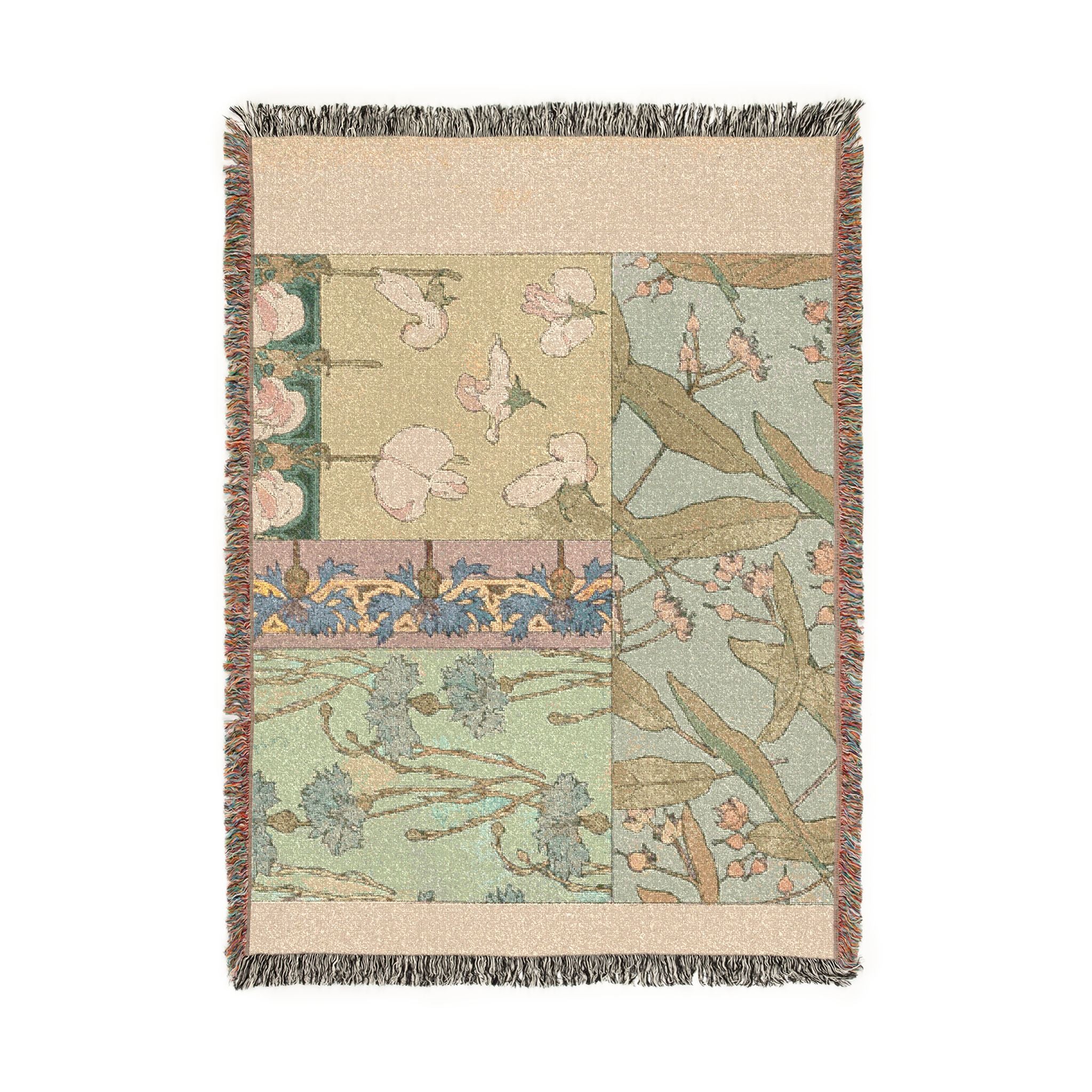 documents-decoratifs-sweet-peas-alphonse-mucha | Woven Tapestry Blanket - Image 6
