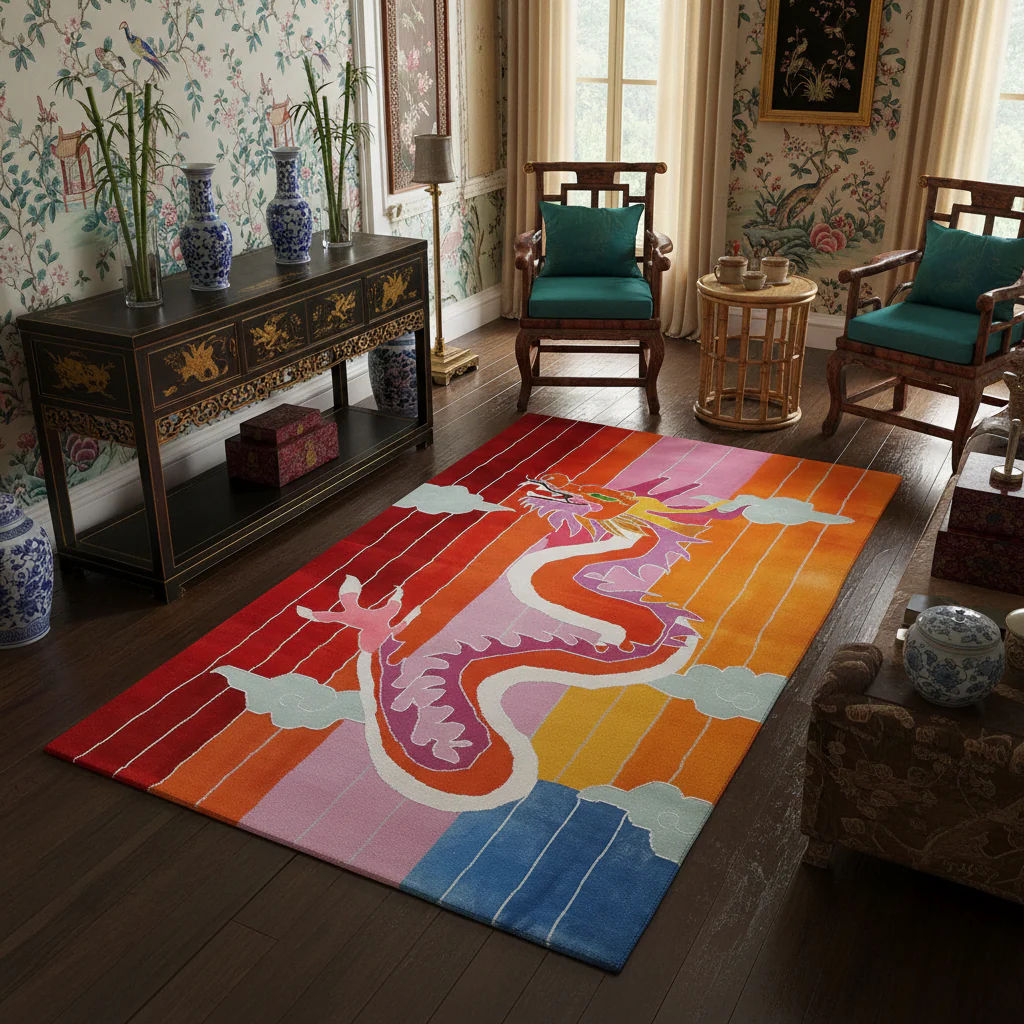 Dragon Ascent Hand Tufted Wool Rug - Image 3