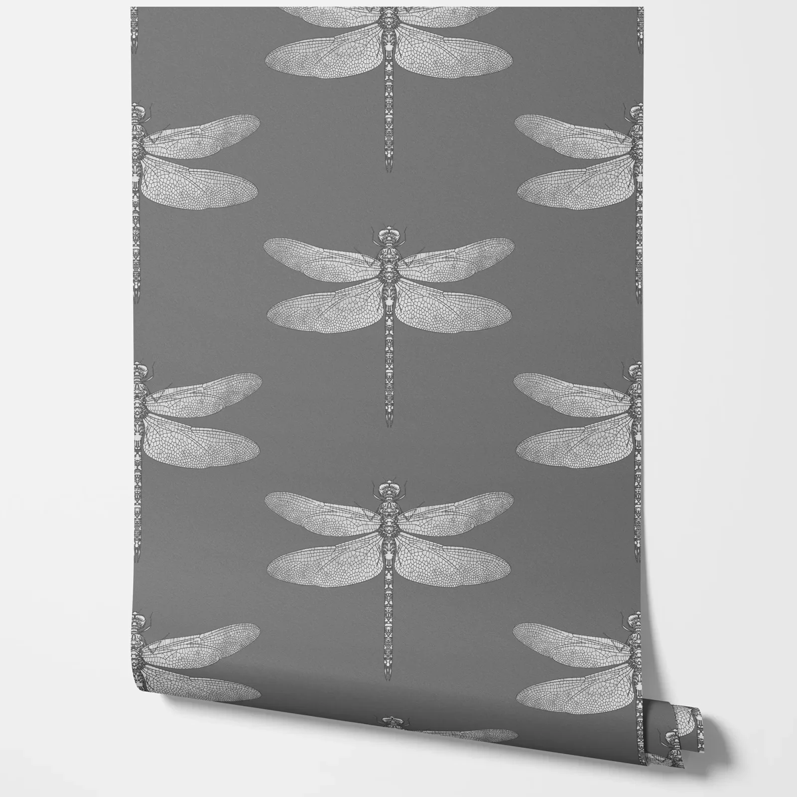 Dragonfly Wallpaper in Gray and White - Image 5