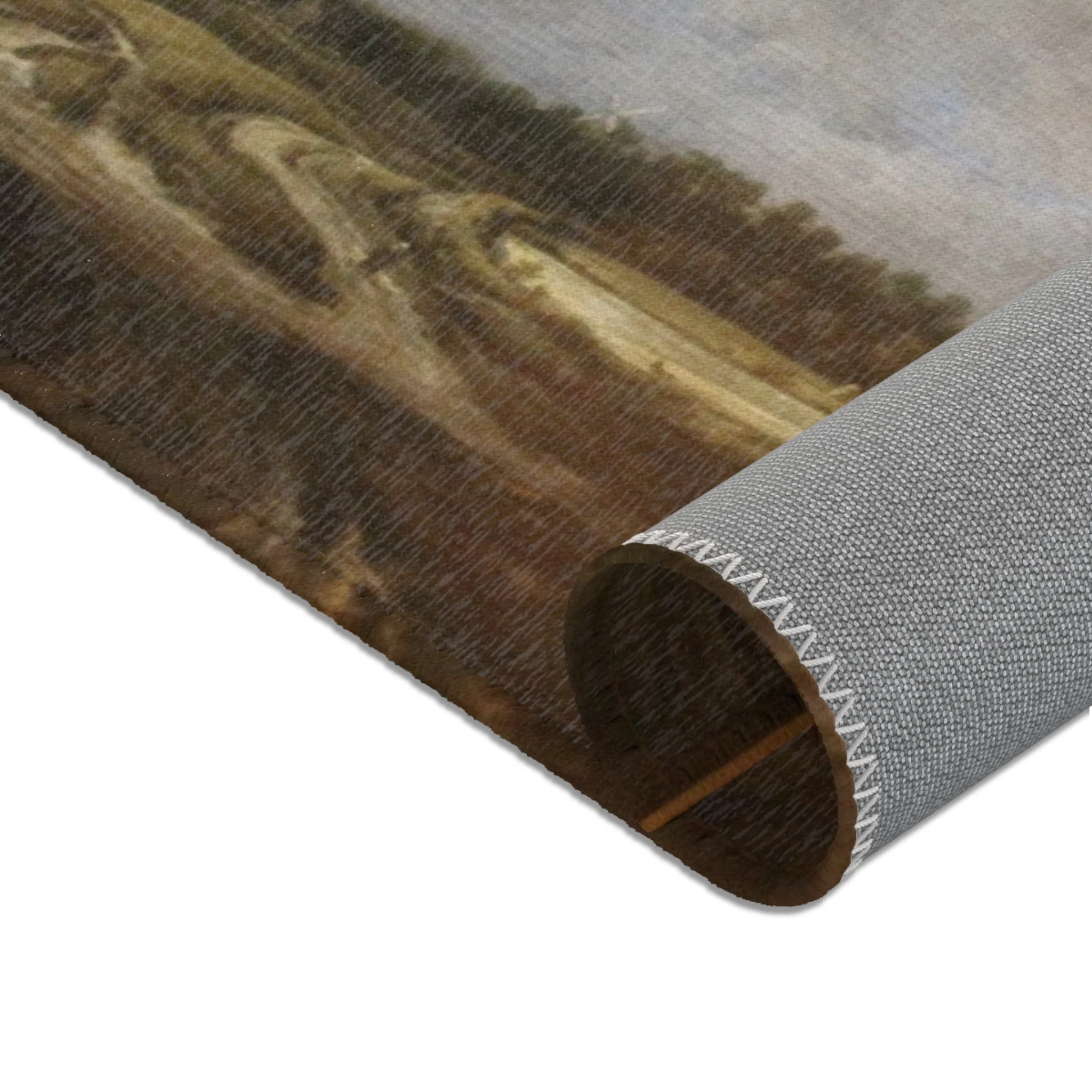 Dresden, Gemäldegalerie Alte Meister, Jacob van Ruisdael, ein Walddorf hinter Dünen | Area Rug - Image 14