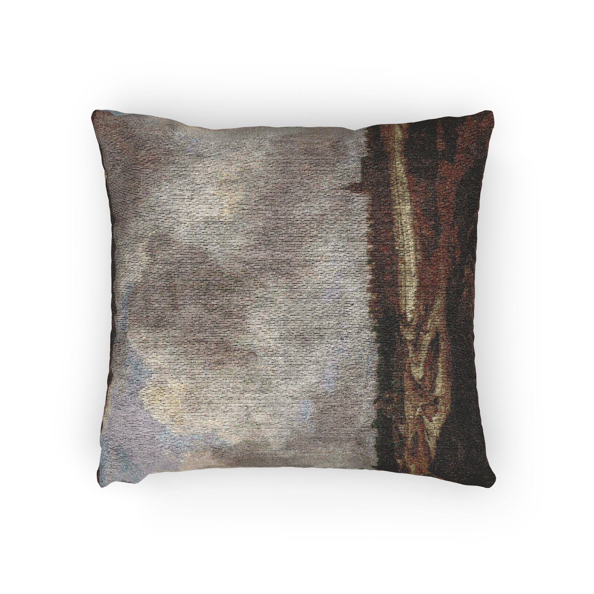 Dresden, Gemäldegalerie Alte Meister, Jacob van Ruisdael, ein Walddorf hinter Dünen | Woven Pillow - Image 2