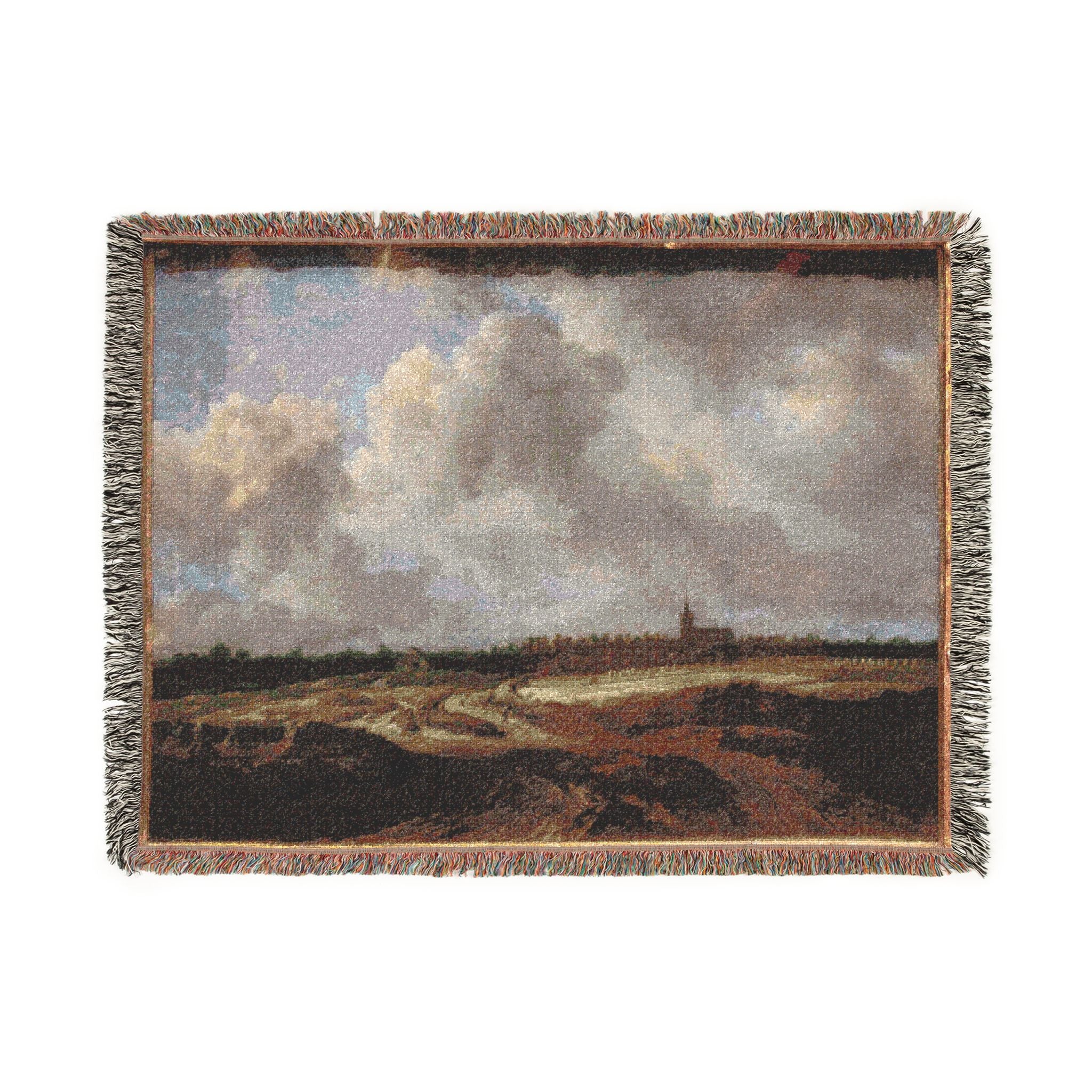 Dresden, Gemäldegalerie Alte Meister, Jacob van Ruisdael, ein Walddorf hinter Dünen | Woven Tapestry Blanket - Image 10