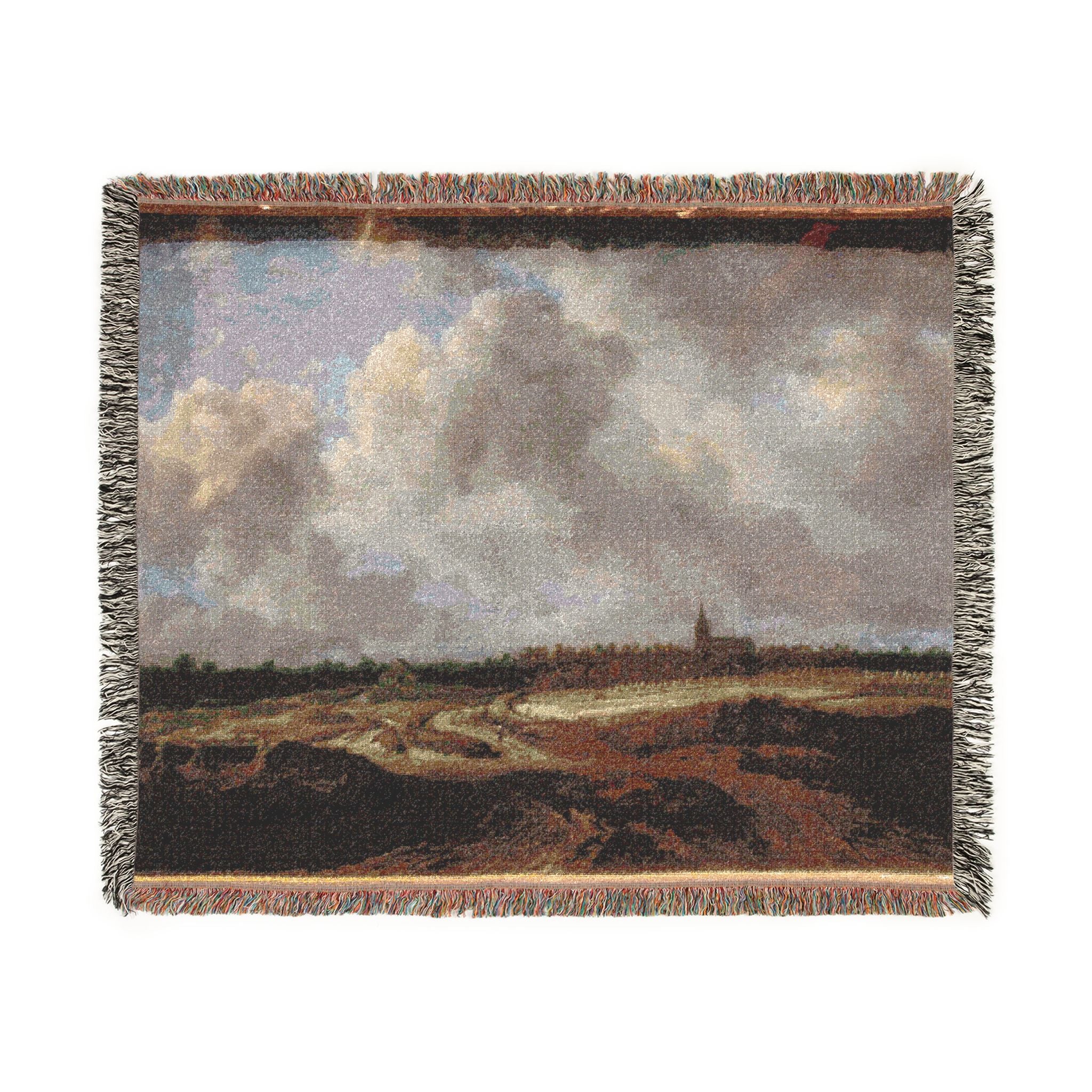 Dresden, Gemäldegalerie Alte Meister, Jacob van Ruisdael, ein Walddorf hinter Dünen | Woven Tapestry Blanket - Image 2