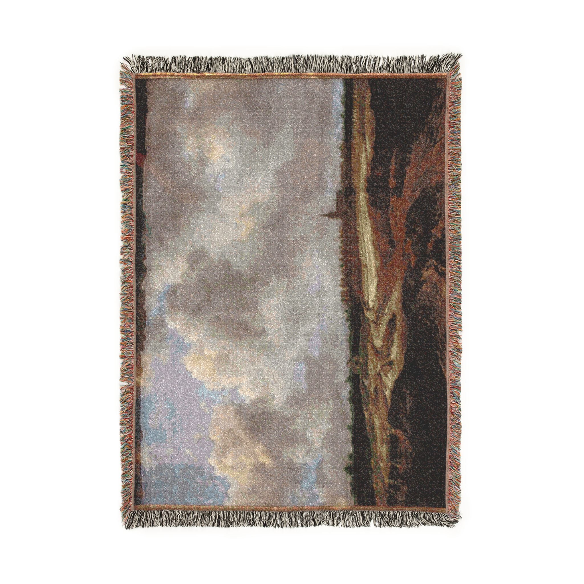Dresden, Gemäldegalerie Alte Meister, Jacob van Ruisdael, ein Walddorf hinter Dünen | Woven Tapestry Blanket - Image 6