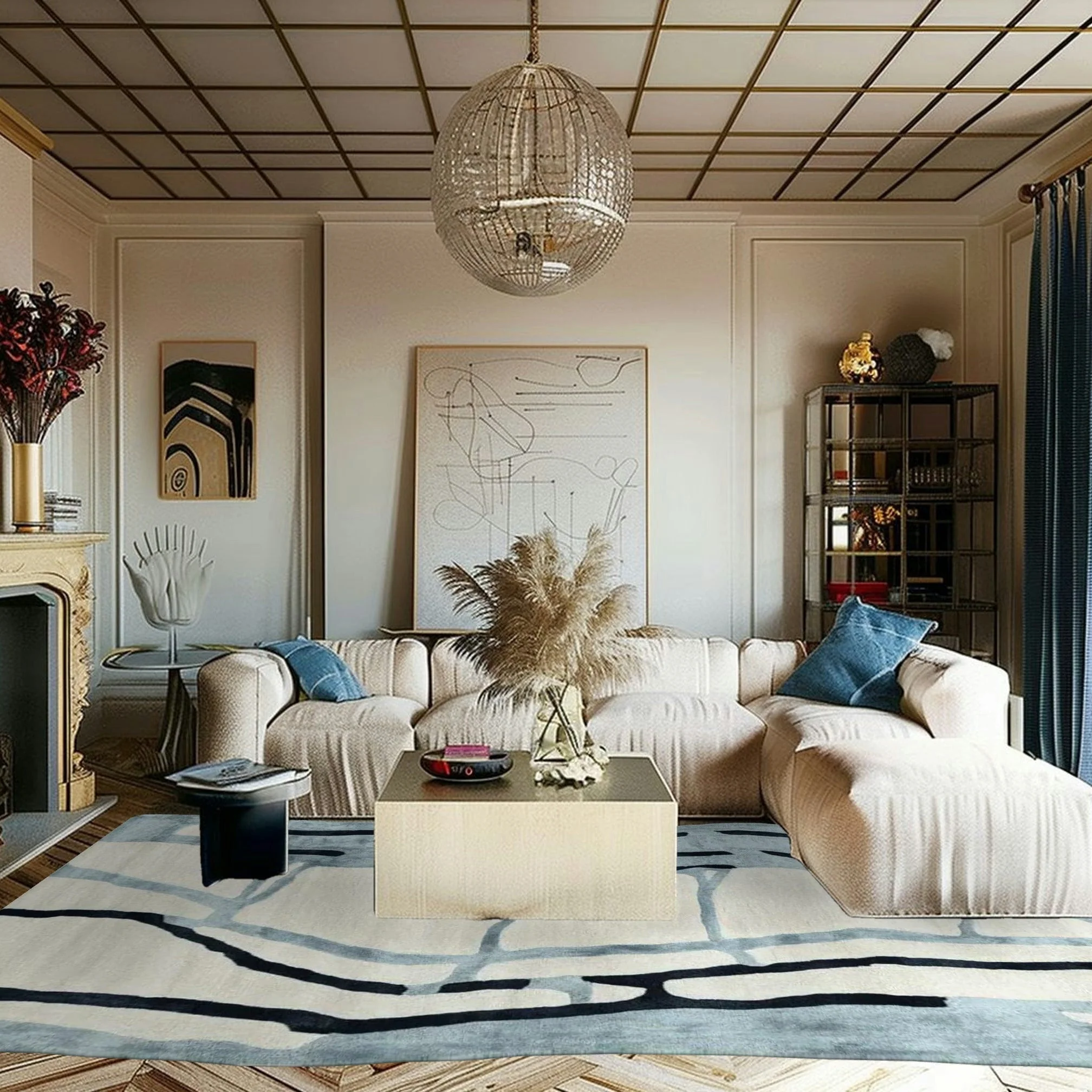 Drifting Lines Hand Tufted Rug - Image 4