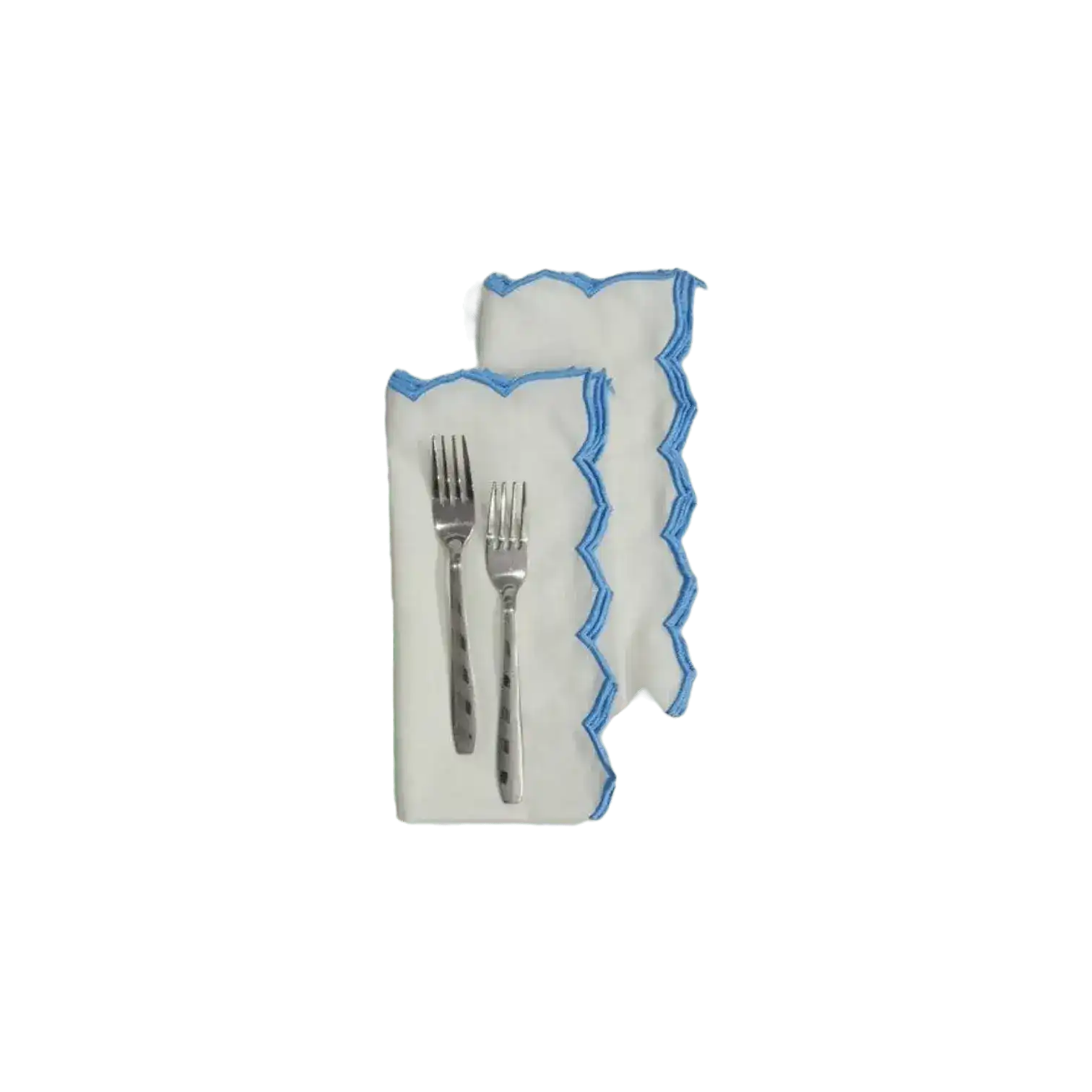 Edgy Scallop Trim White Cotton Napkins - Image 2