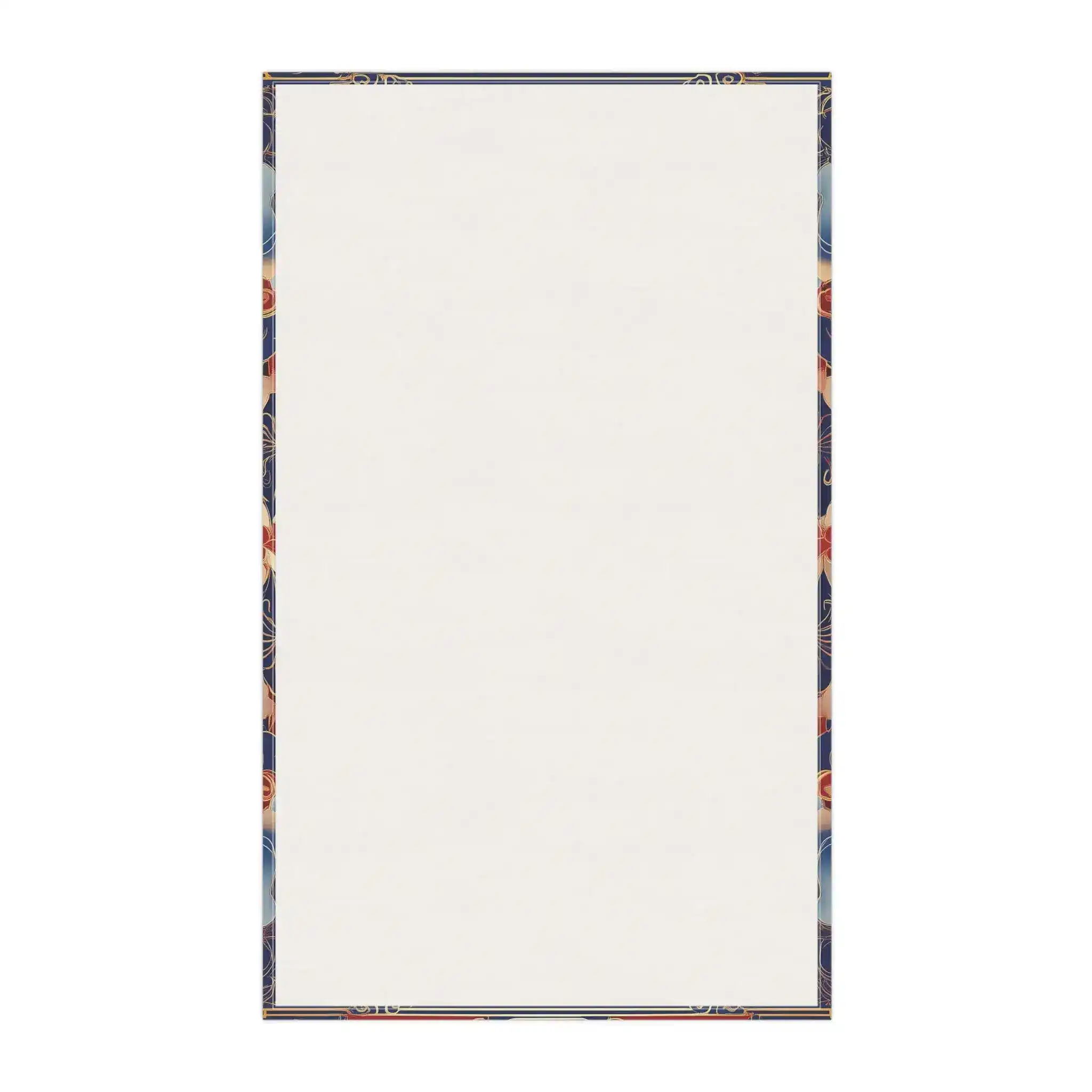 Elegant Chinoiserie Red & Blue Cotton Kitchen Towel - Image 3