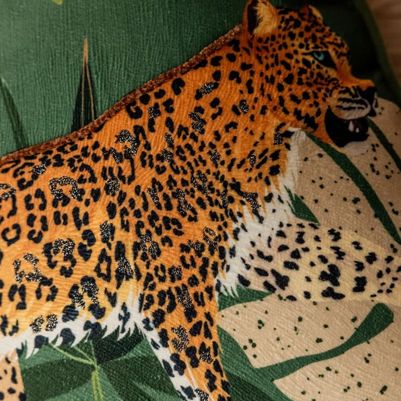 Elegant Green Leopard-Print Pillow Cover - Image 5