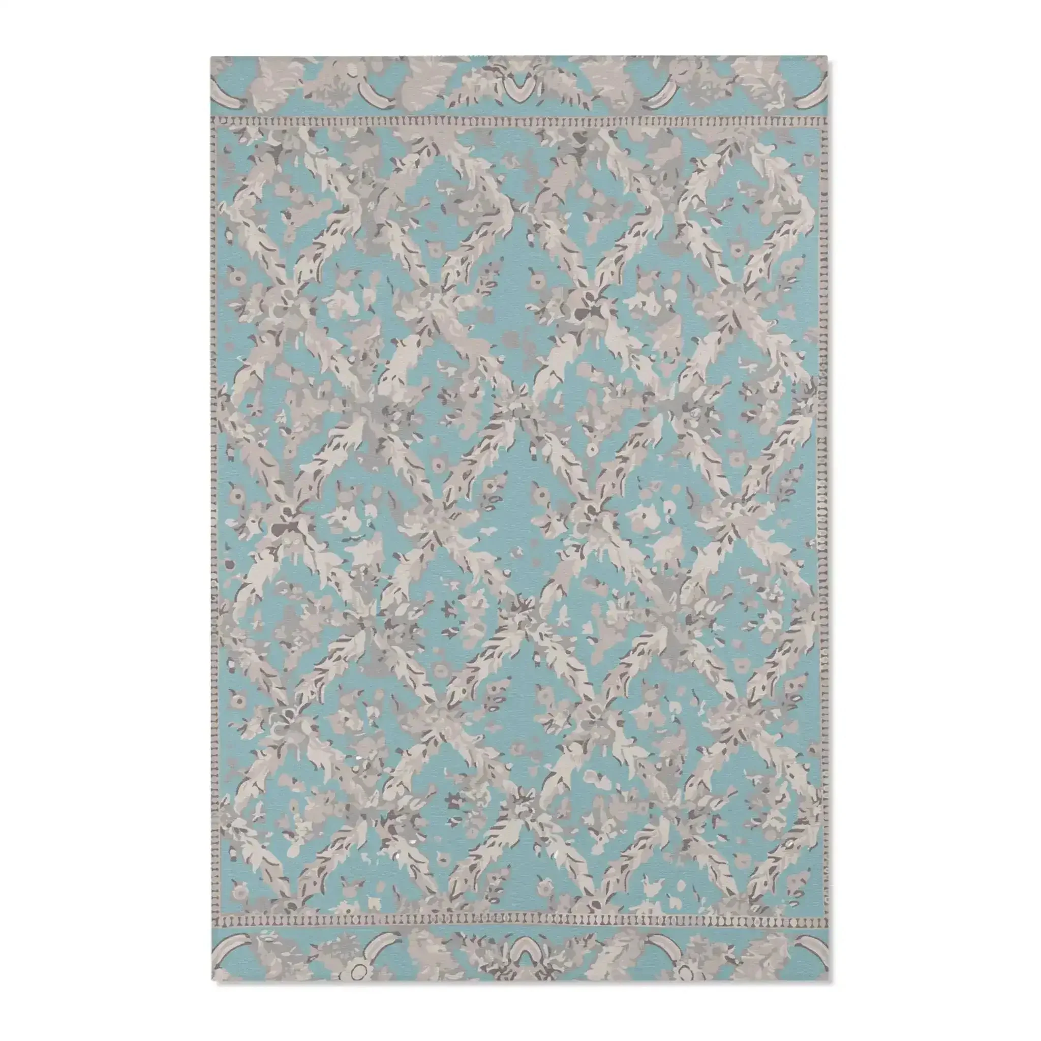 Elegant Sky Blue Floral Accent Rug - Image 3