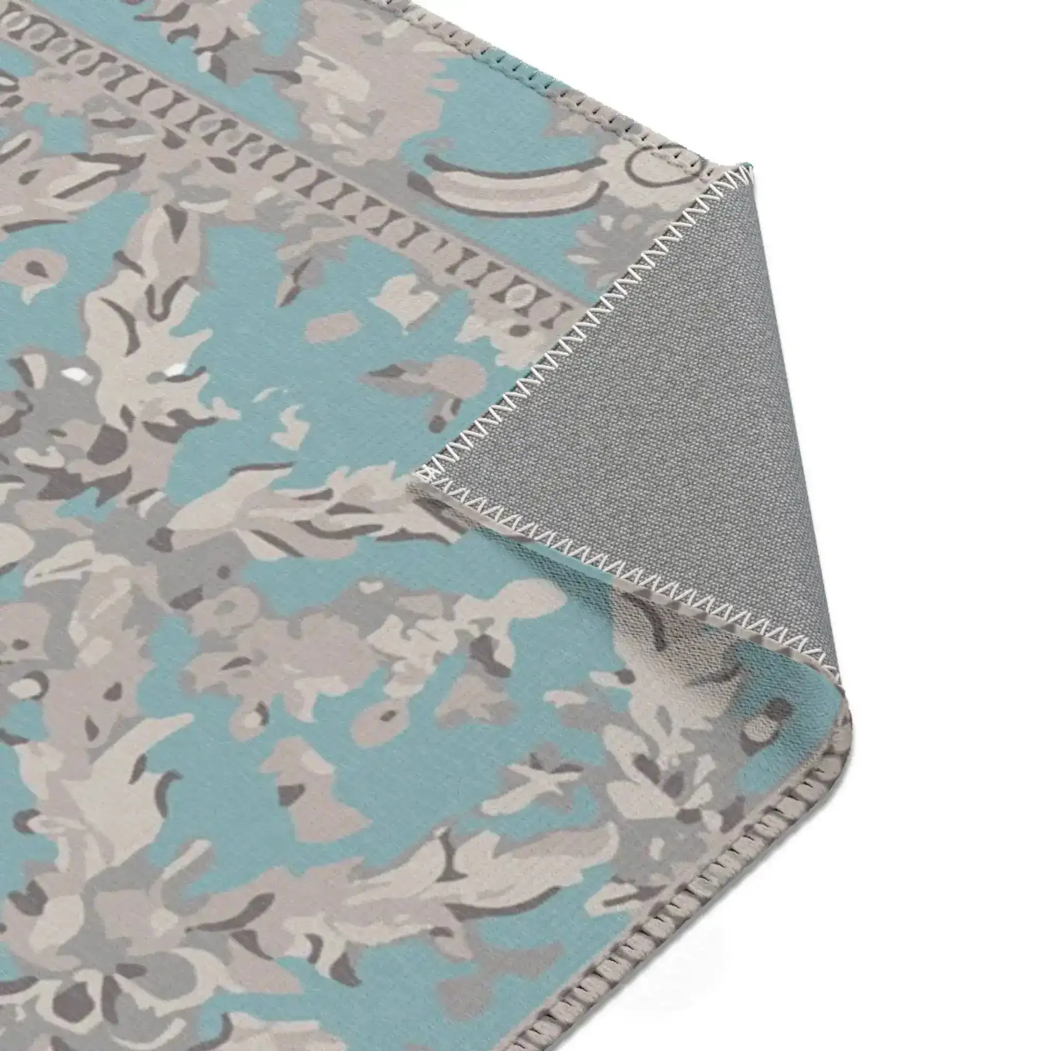 Elegant Sky Blue Floral Accent Rug - Image 8