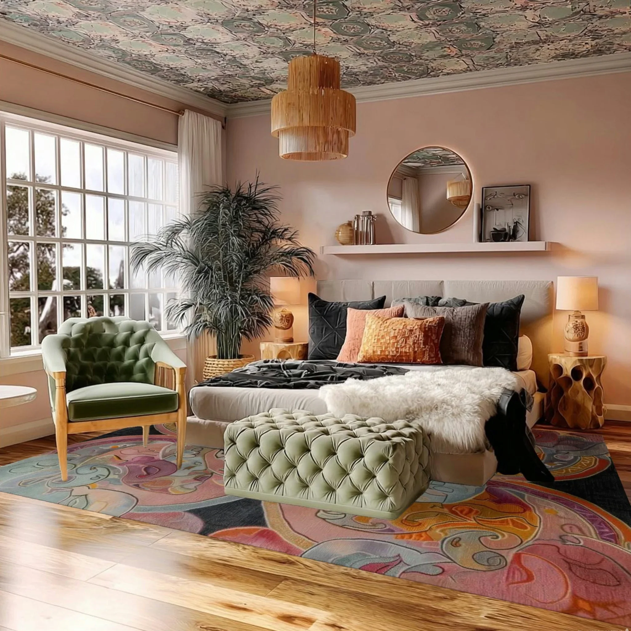 Elysian Whirls Hand Tufted Wool Rug - Image 5