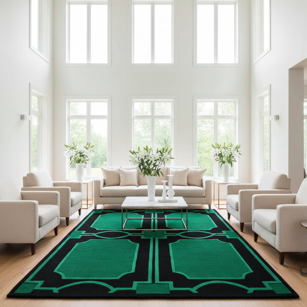 Emerald Archive Tile Hand Knotted Rug - Image 2