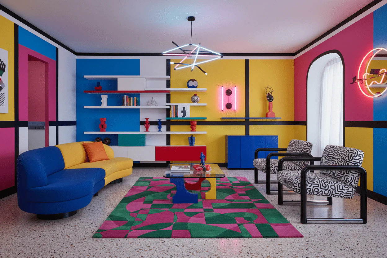 Emerald Magenta Maze Hand Tufted Rug - Image 2