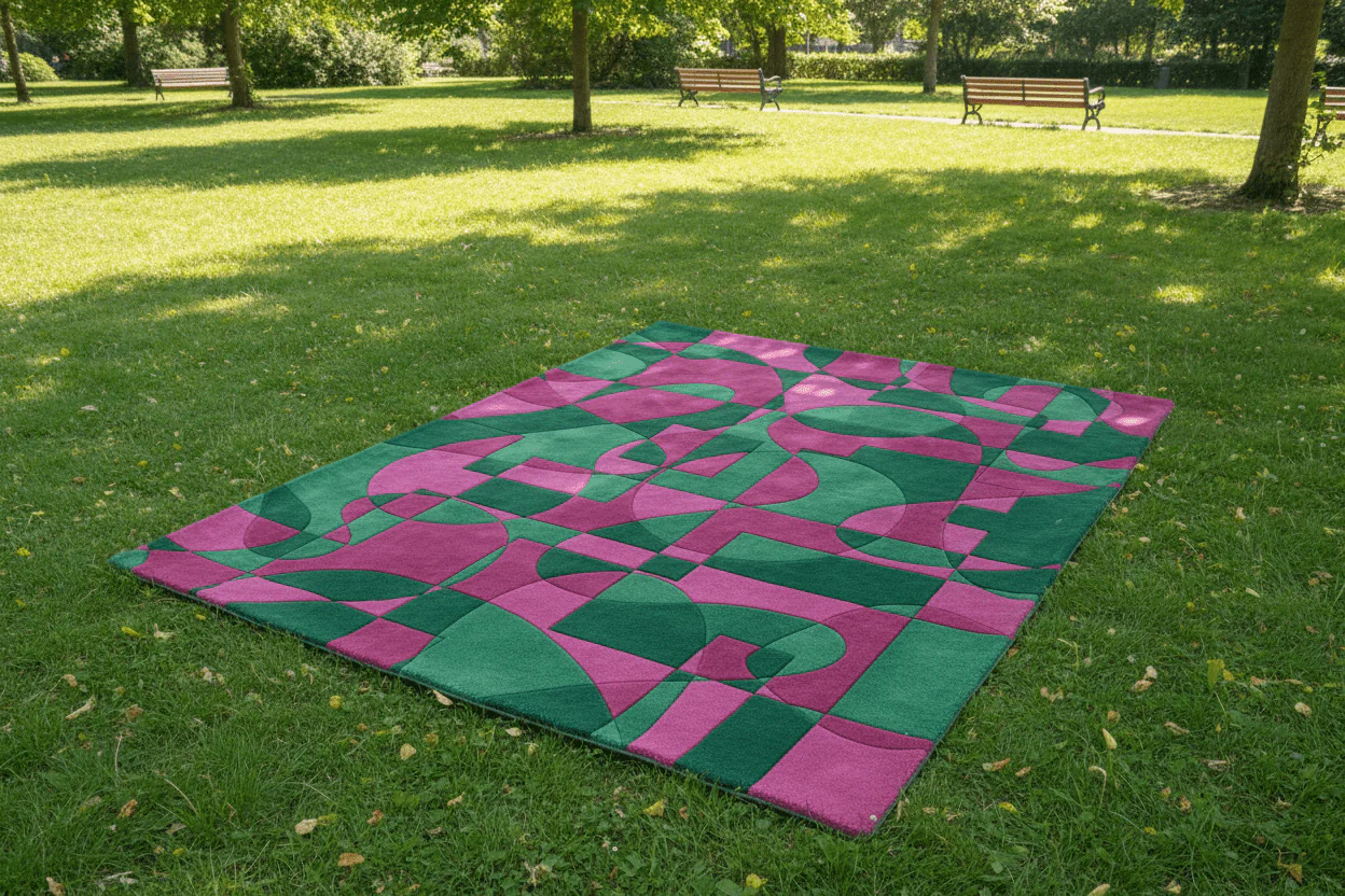 Emerald Magenta Maze Hand Tufted Rug - Image 4