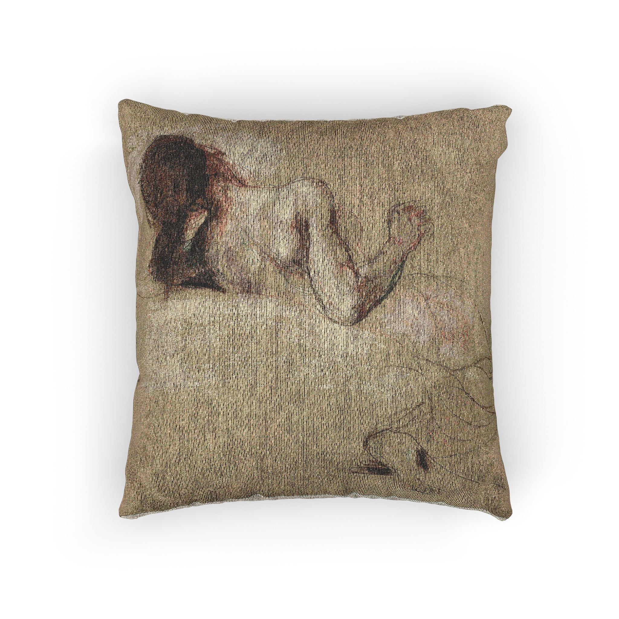 Eugène Delacroix - Crouching Woman | Woven Pillow - Image 3