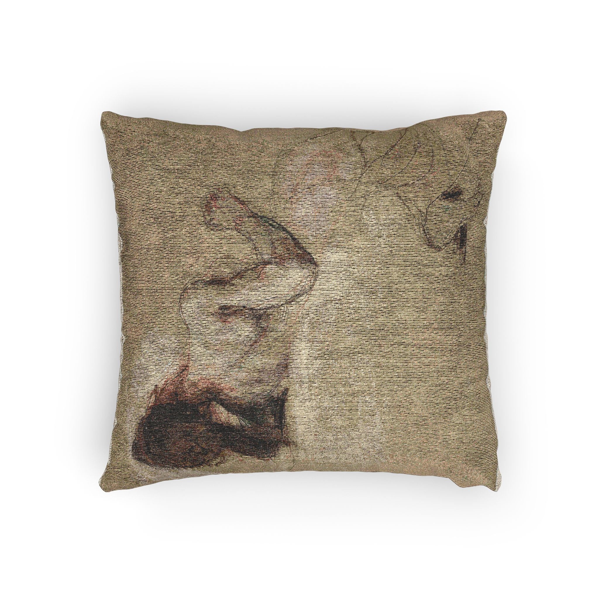 Eugène Delacroix - Crouching Woman | Woven Pillow - Image 4