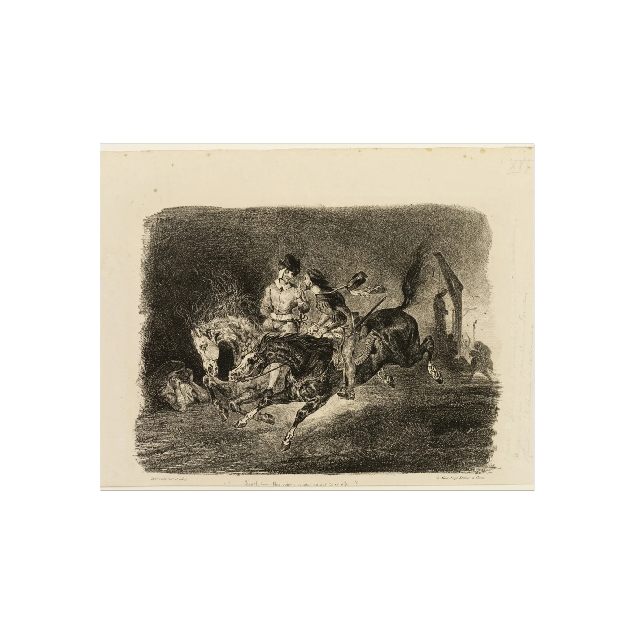 Eugène Delacroix - Faust and Mephistopheles Galloping Through the Night of the Witches' Sabbath | Fine Art Poster - Image 2