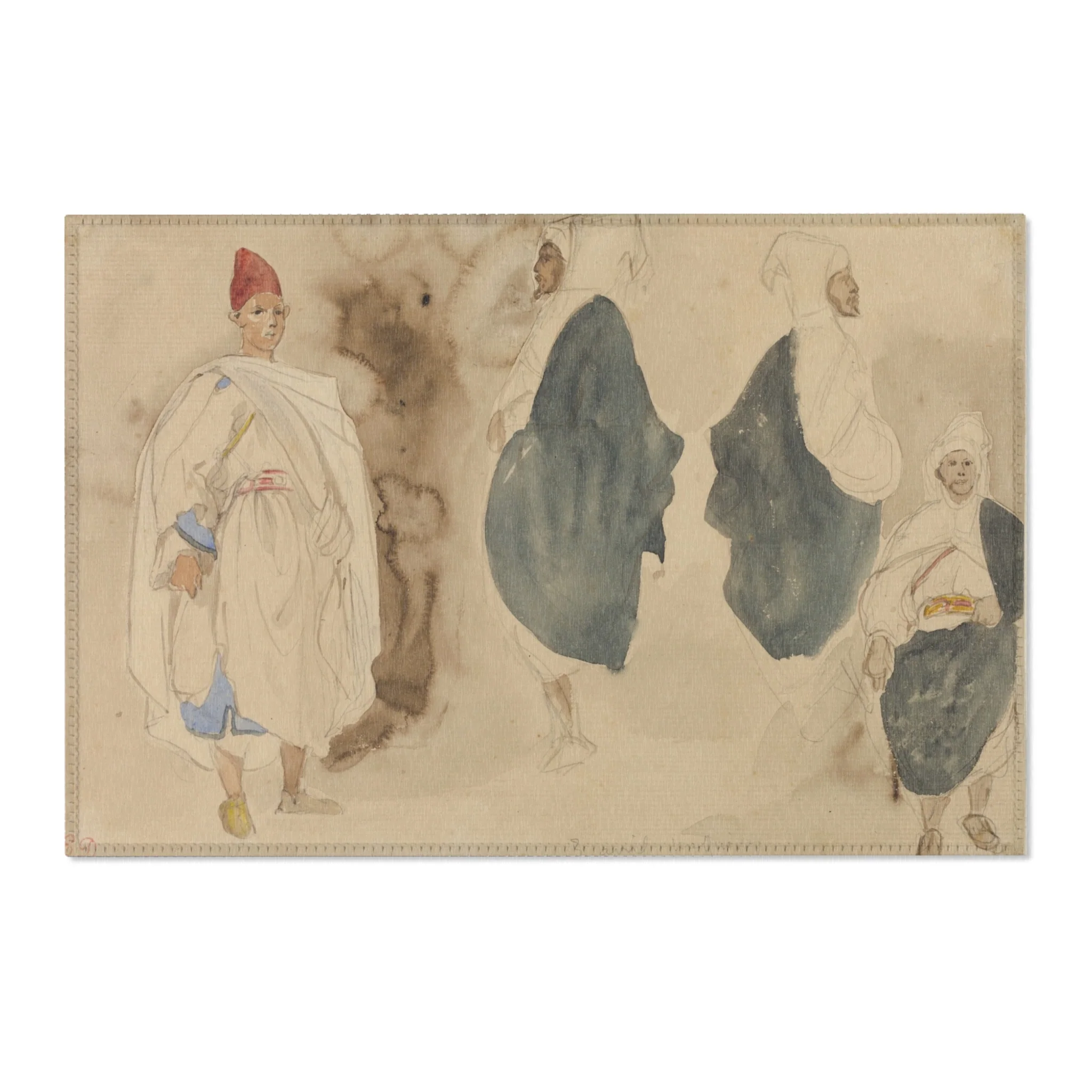 Eugène Delacroix - Four Sketches of Arab Men | Area Rug - Image 4