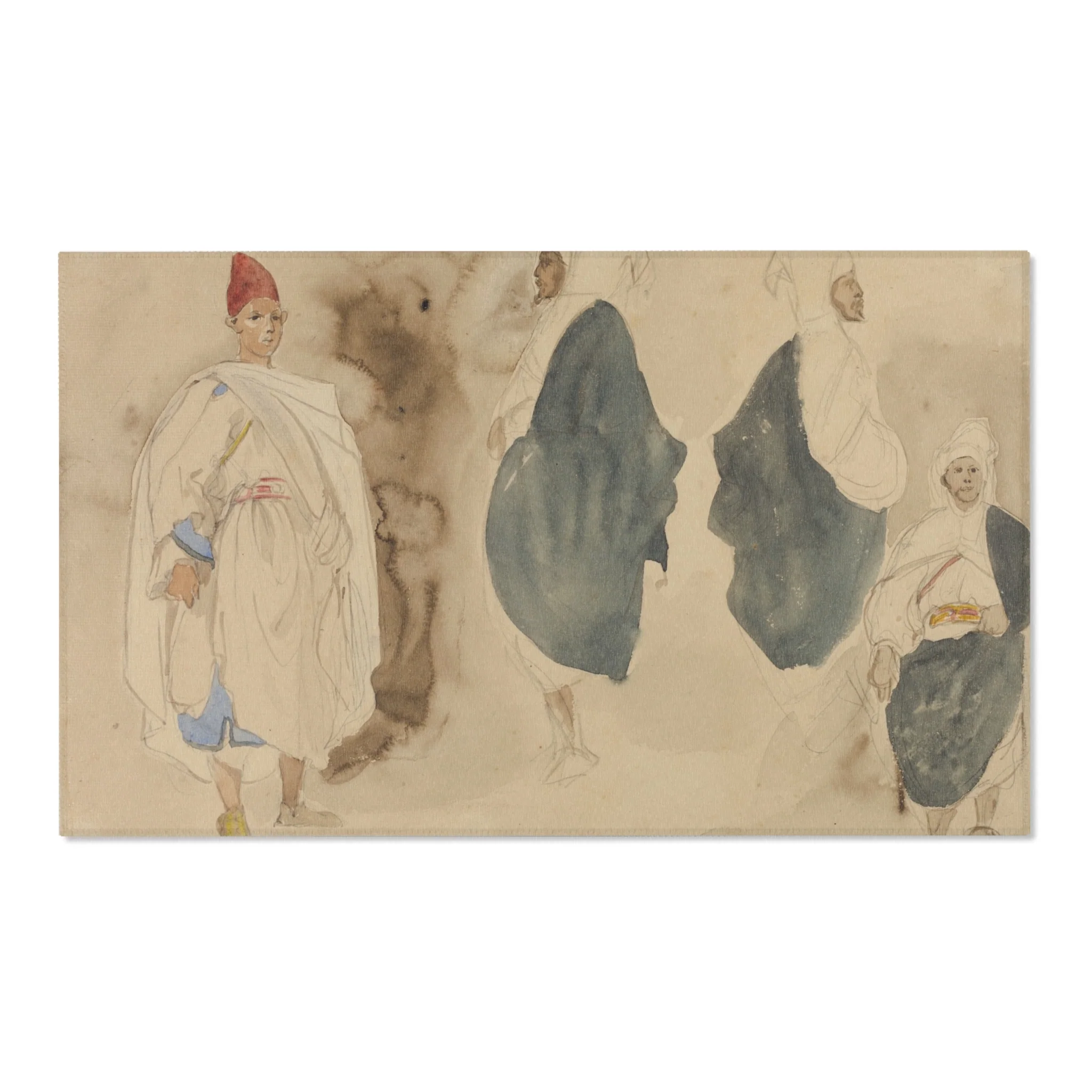 Eugène Delacroix - Four Sketches of Arab Men | Area Rug - Image 5