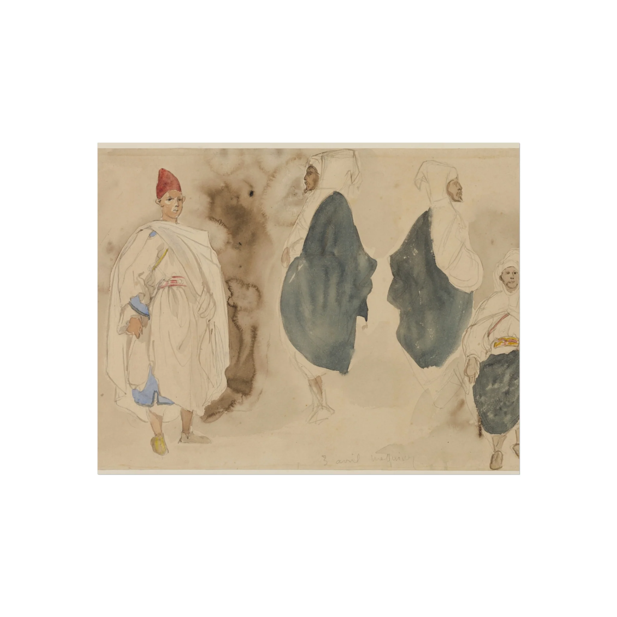 Eugène Delacroix - Four Sketches of Arab Men | Fine Art Poster