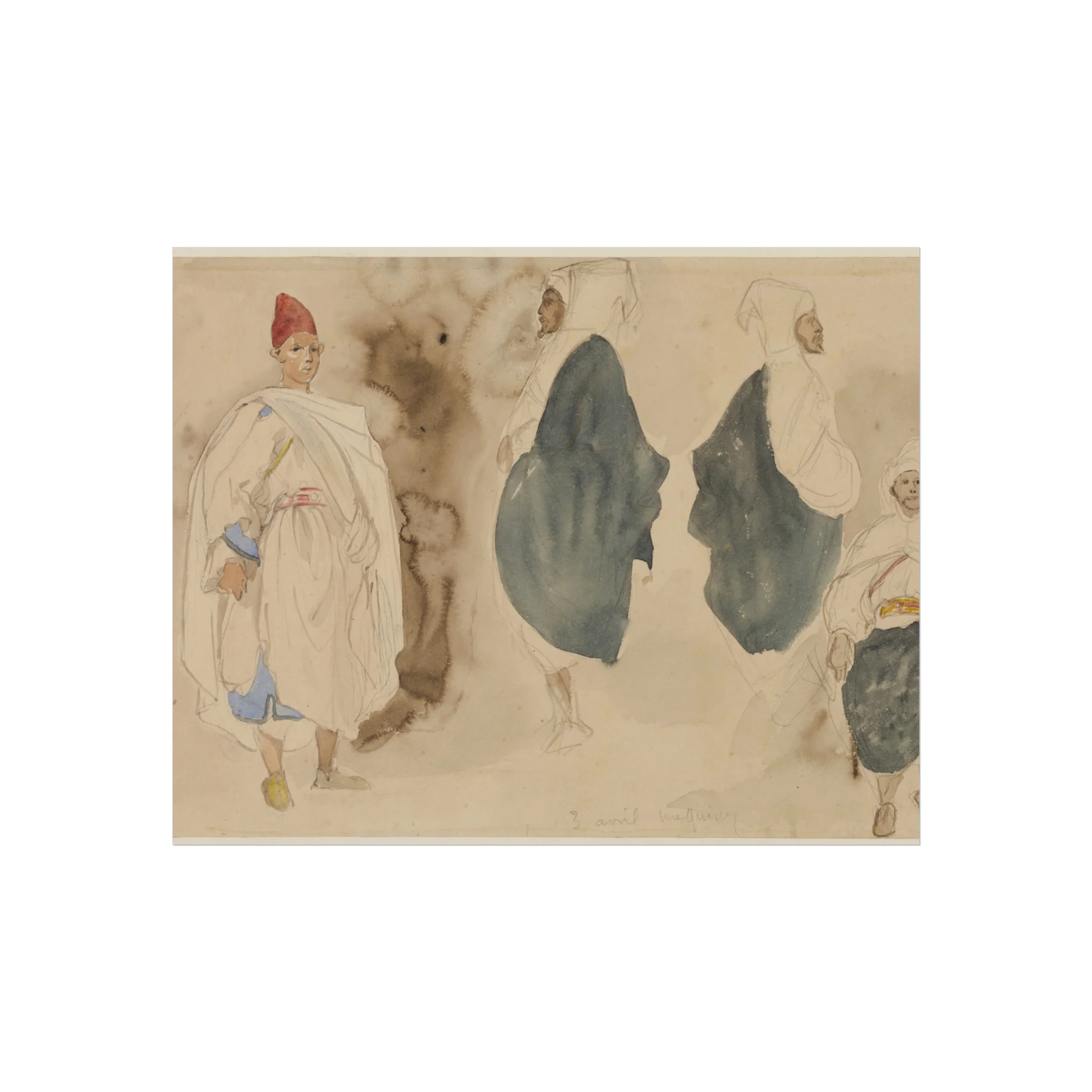 Eugène Delacroix - Four Sketches of Arab Men | Fine Art Poster - Image 2