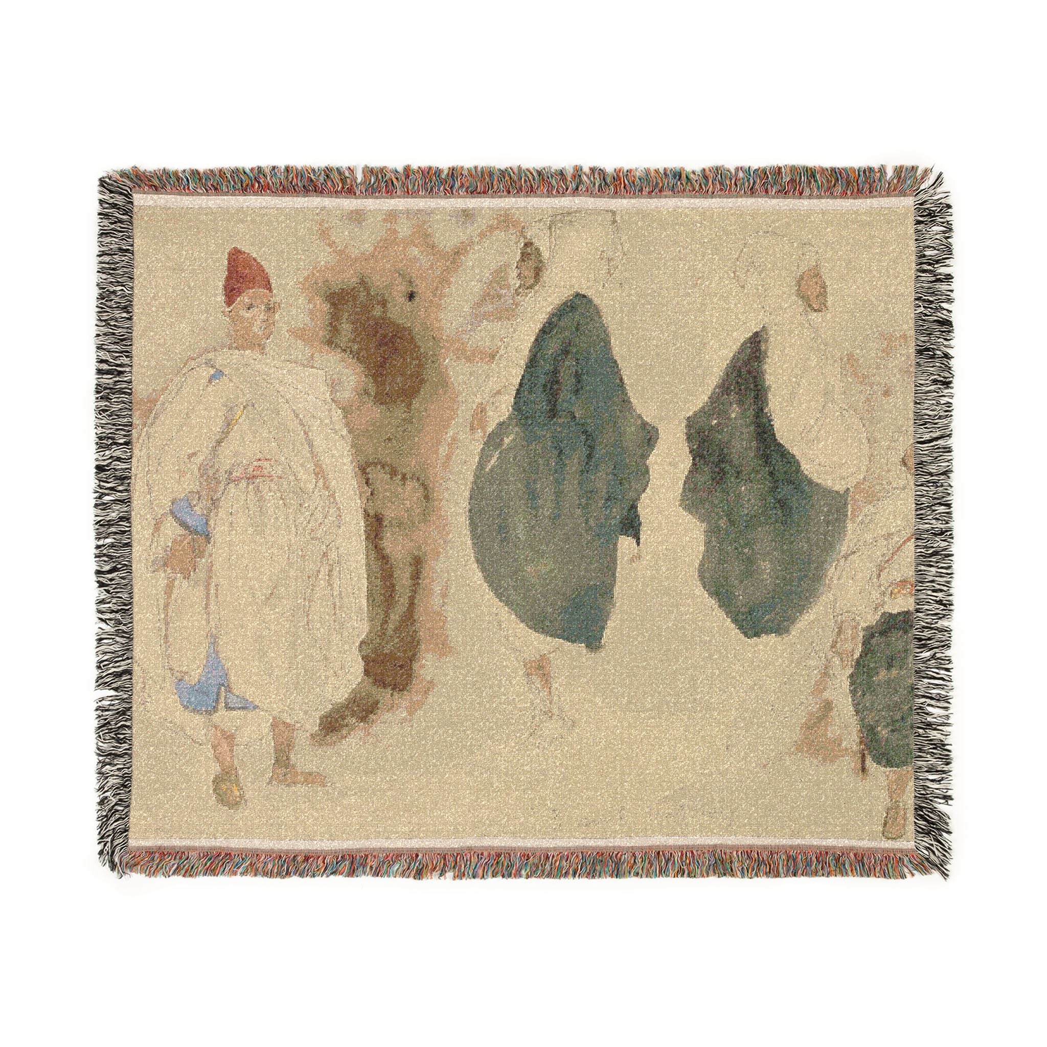 Eugène Delacroix - Four Sketches of Arab Men | Woven Tapestry Blanket - Image 2