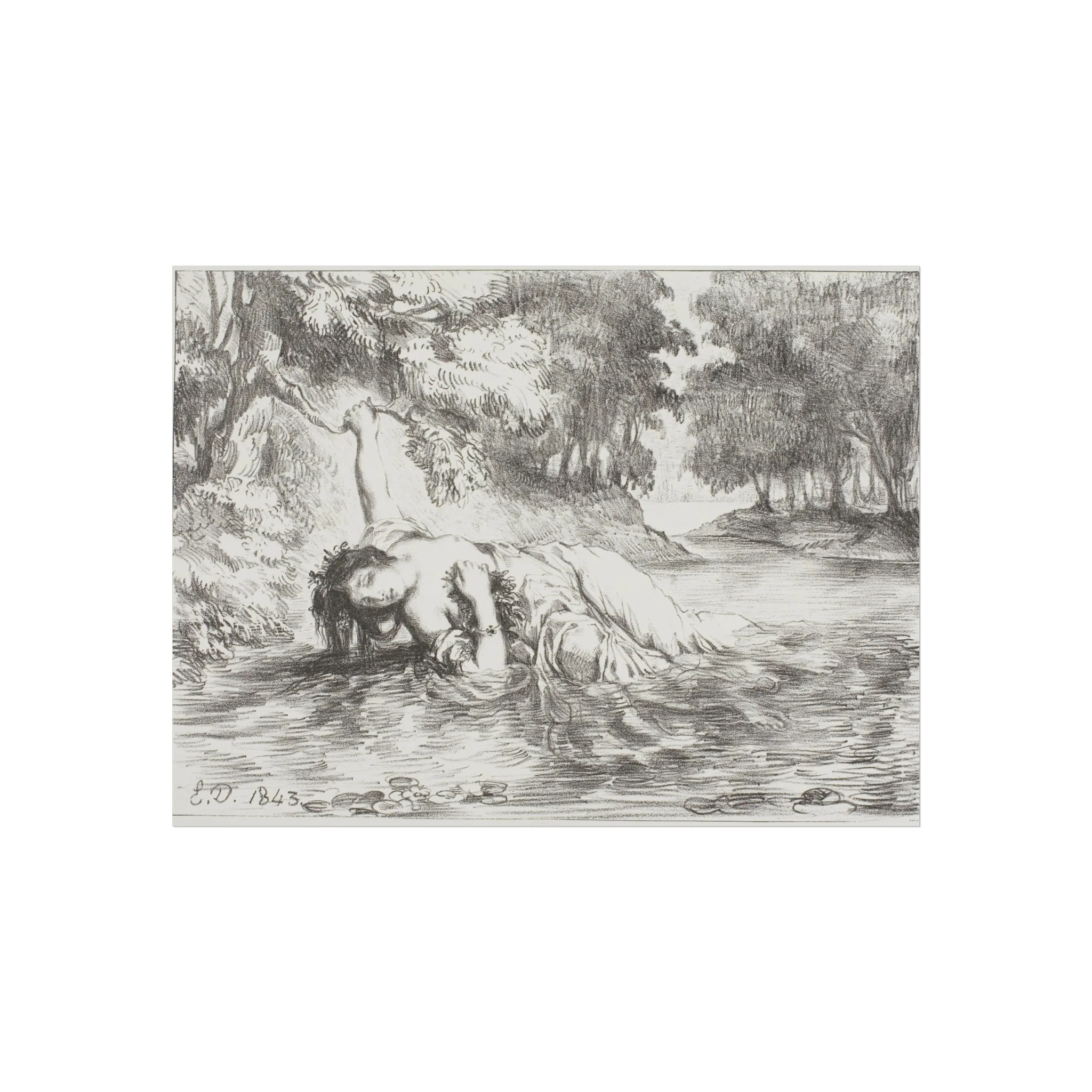 Eugène Delacroix - Ophelia's Death | Fine Art Poster - Image 3