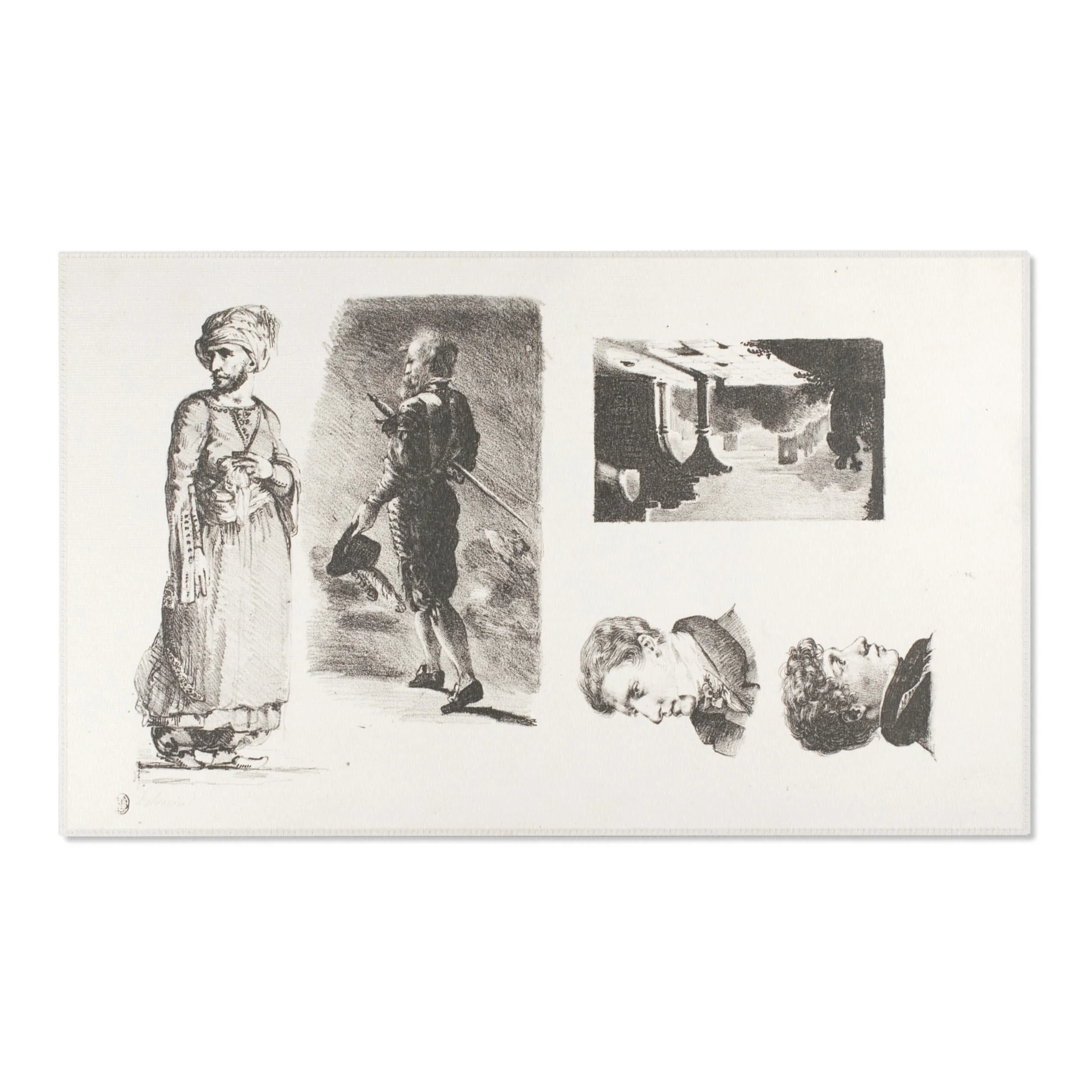 Eugène Delacroix - Sheet of Sketches | Area Rug - Image 5