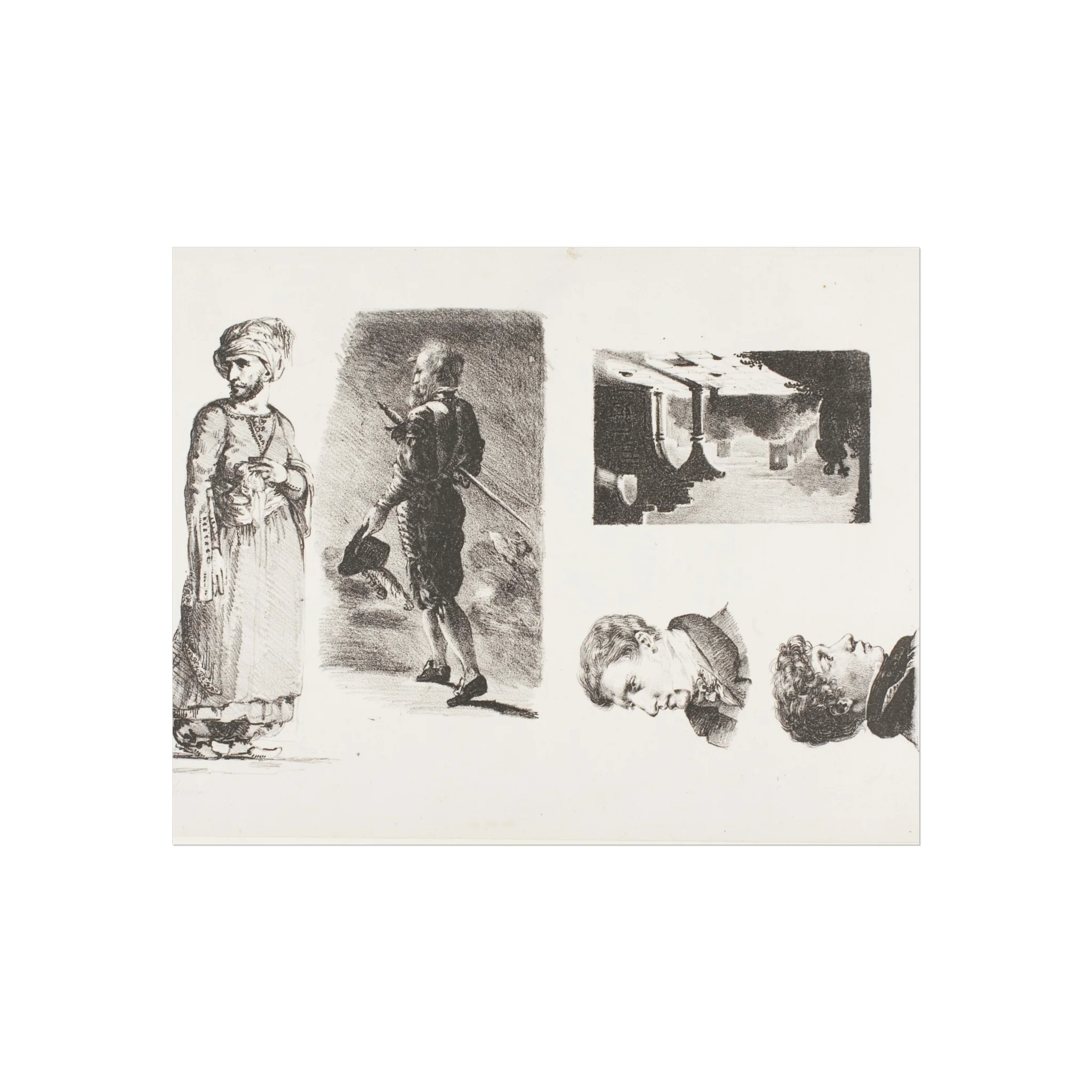 Eugène Delacroix - Sheet of Sketches | Fine Art Poster - Image 2