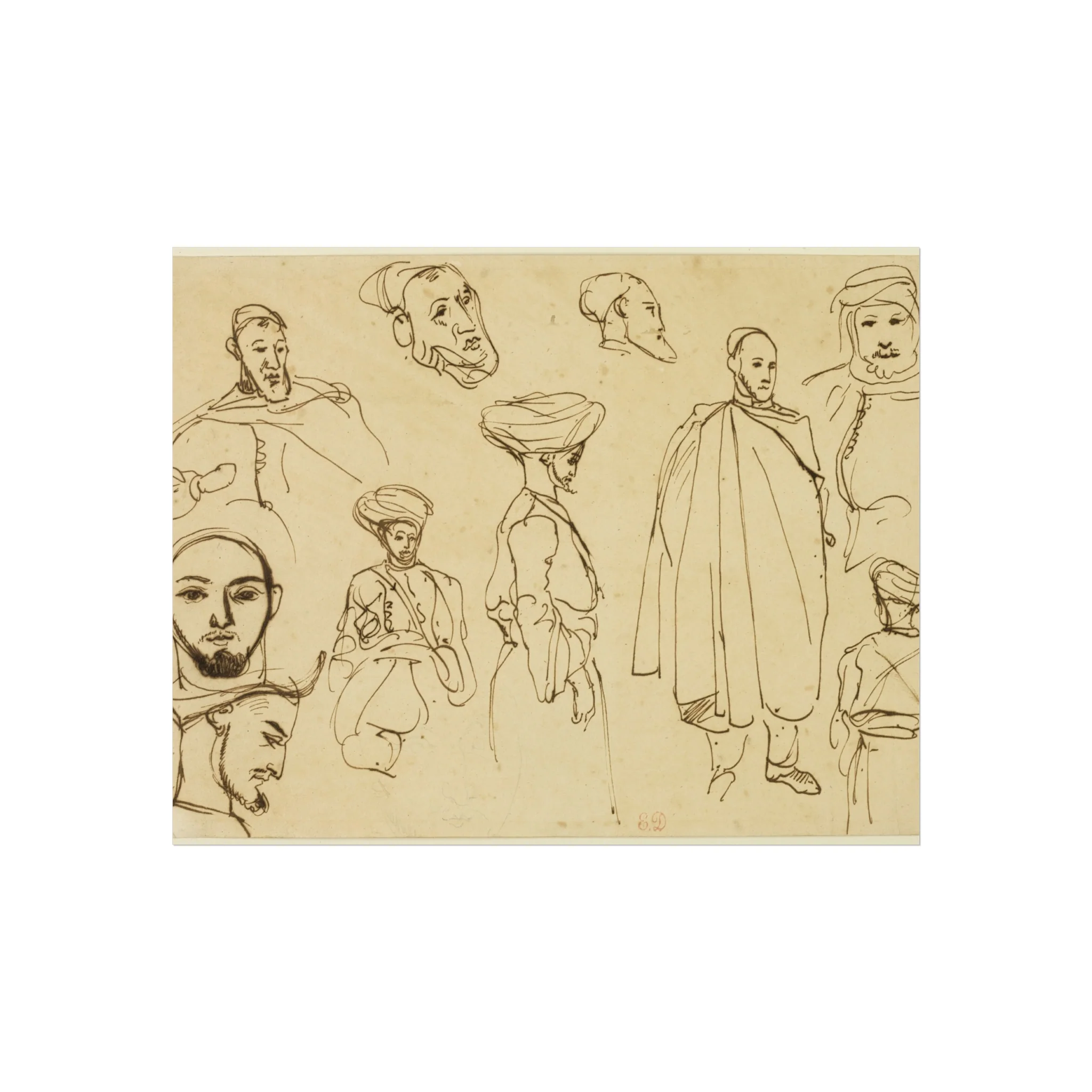Eugène Delacroix - Sketches of Algerian Men | Fine Art Poster - Image 2