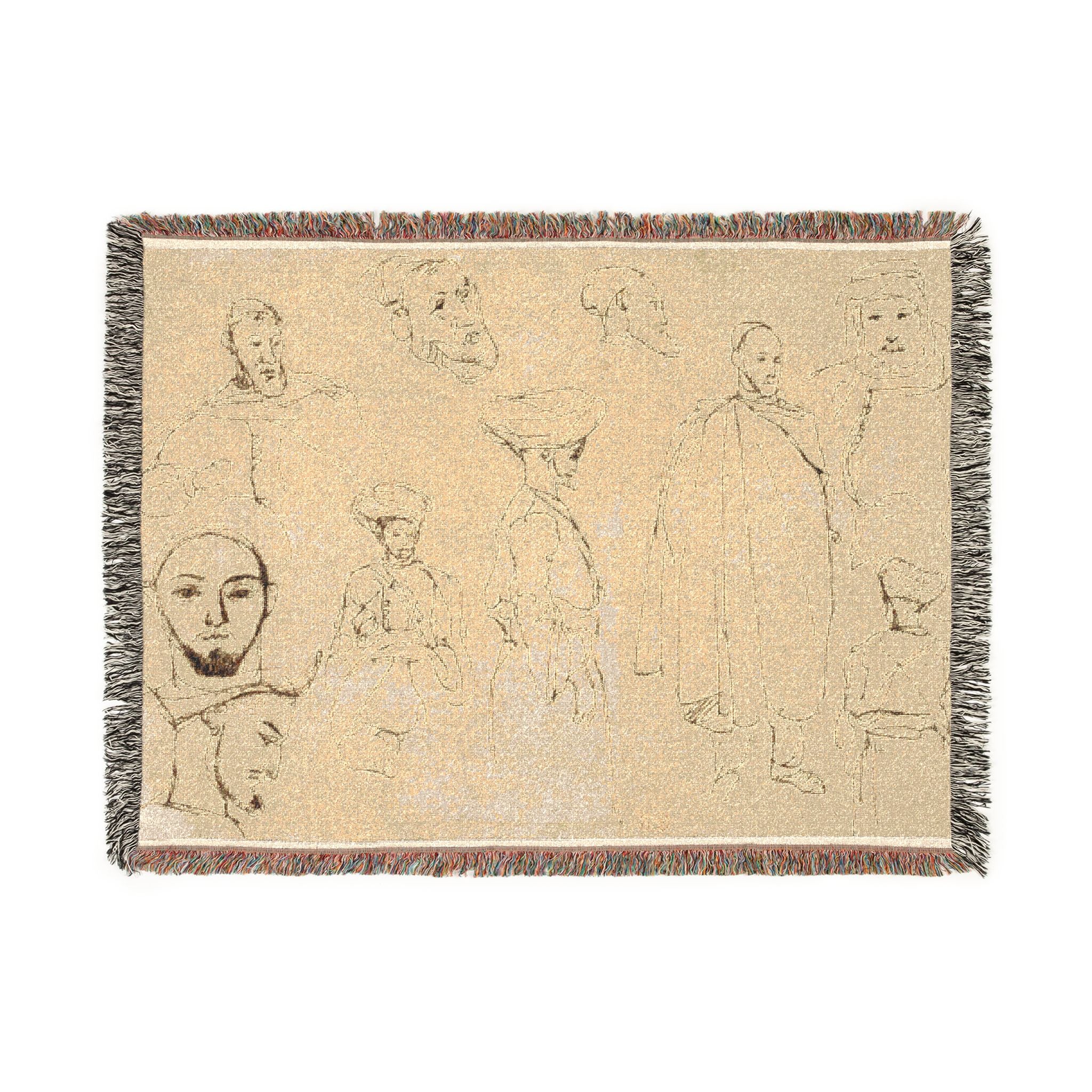 Eugène Delacroix - Sketches of Algerian Men | Woven Tapestry Blanket - Image 10