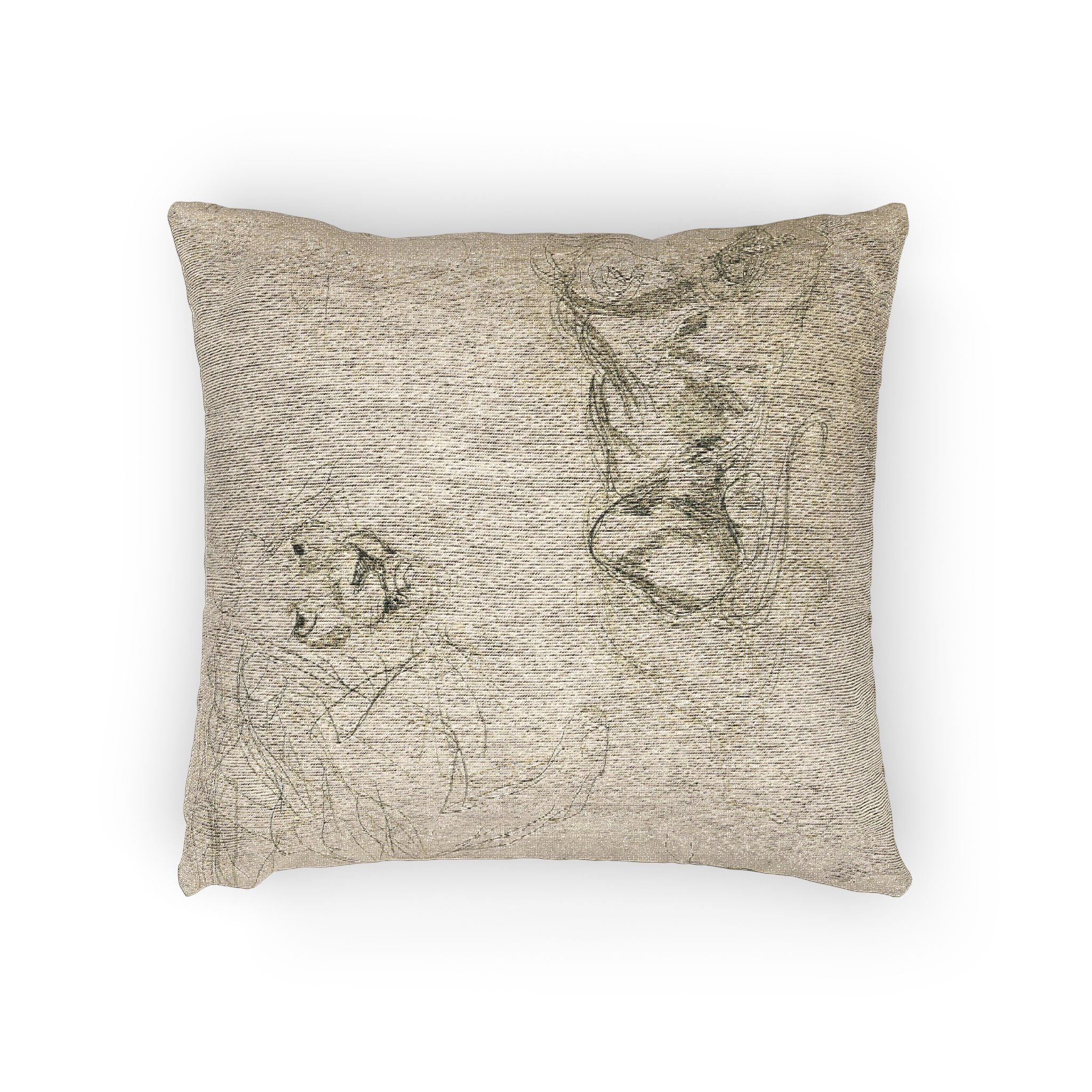 Eugène Delacroix - Studies of Lions | Woven Pillow - Image 3