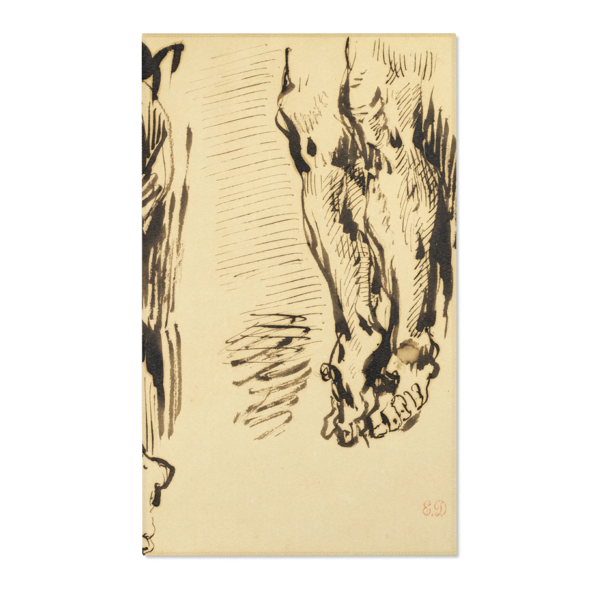 Eugène Delacroix - Study of Arms and Legs of Christ Crucified | Area Rug - Image 2