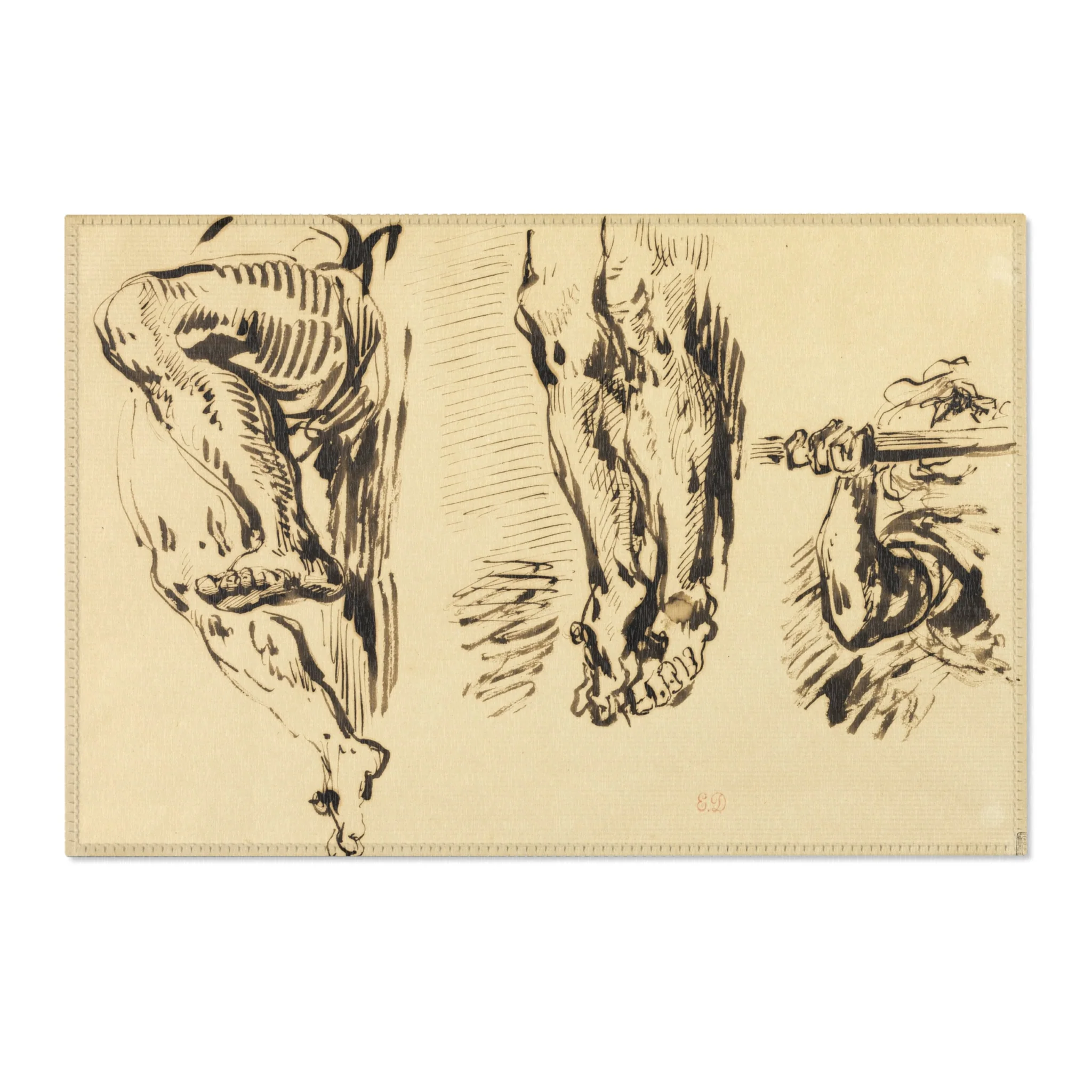 Eugène Delacroix - Study of Arms and Legs of Christ Crucified | Area Rug - Image 4